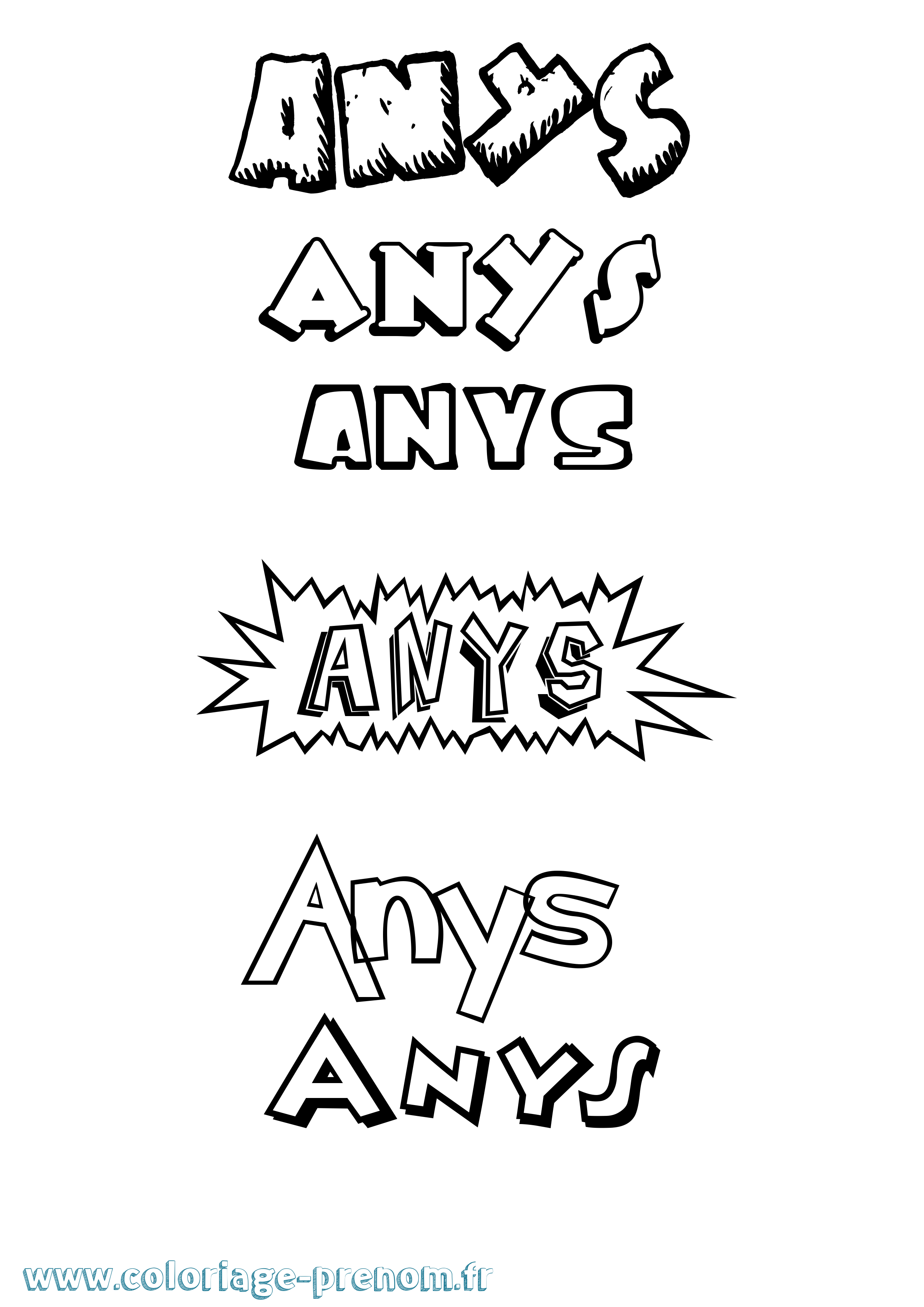 Coloriage Anys Dessin Animé Coloriage prénom Anys Dessin Animé