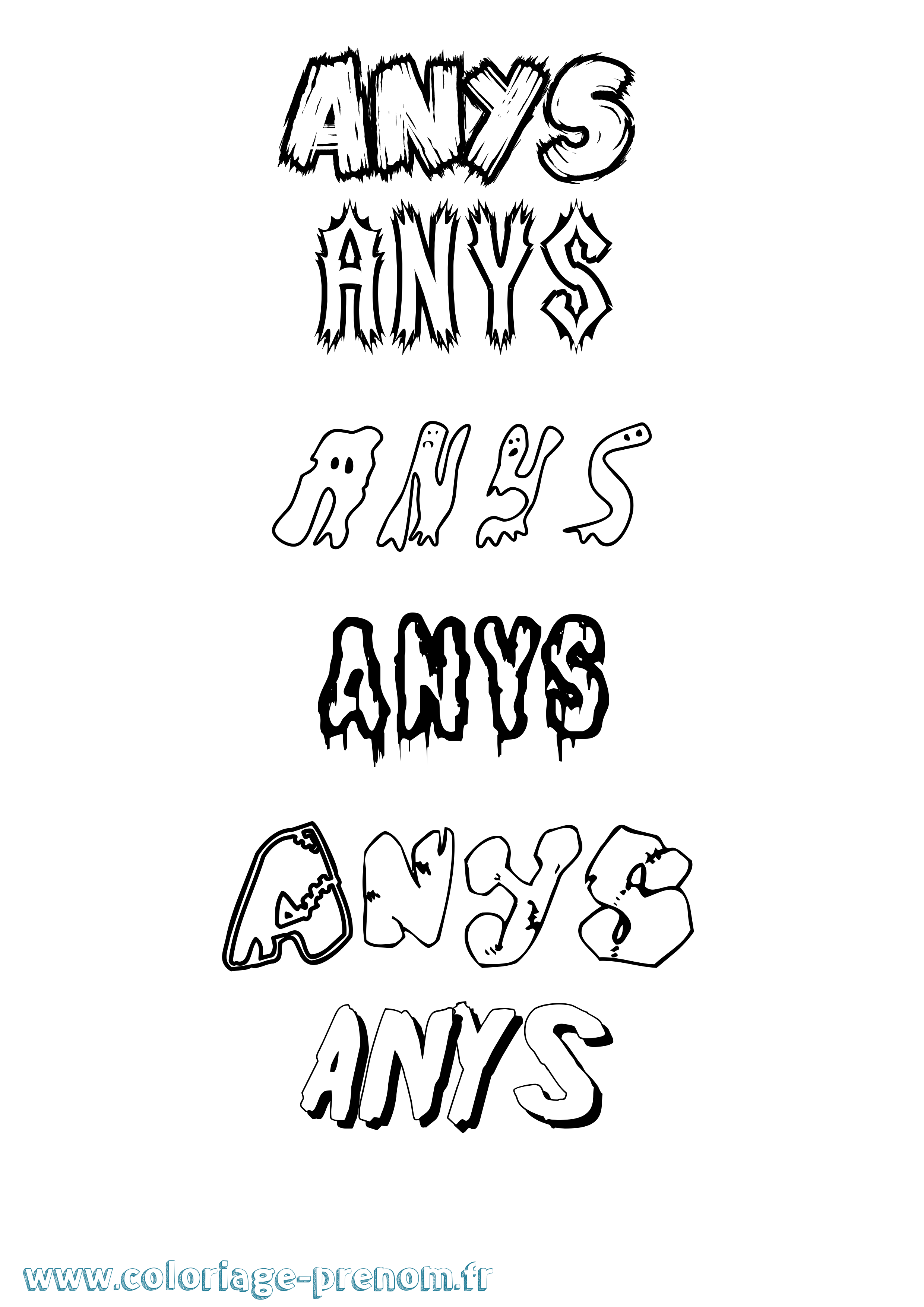 Coloriage Anys Frisson Coloriage prénom Anys Frisson