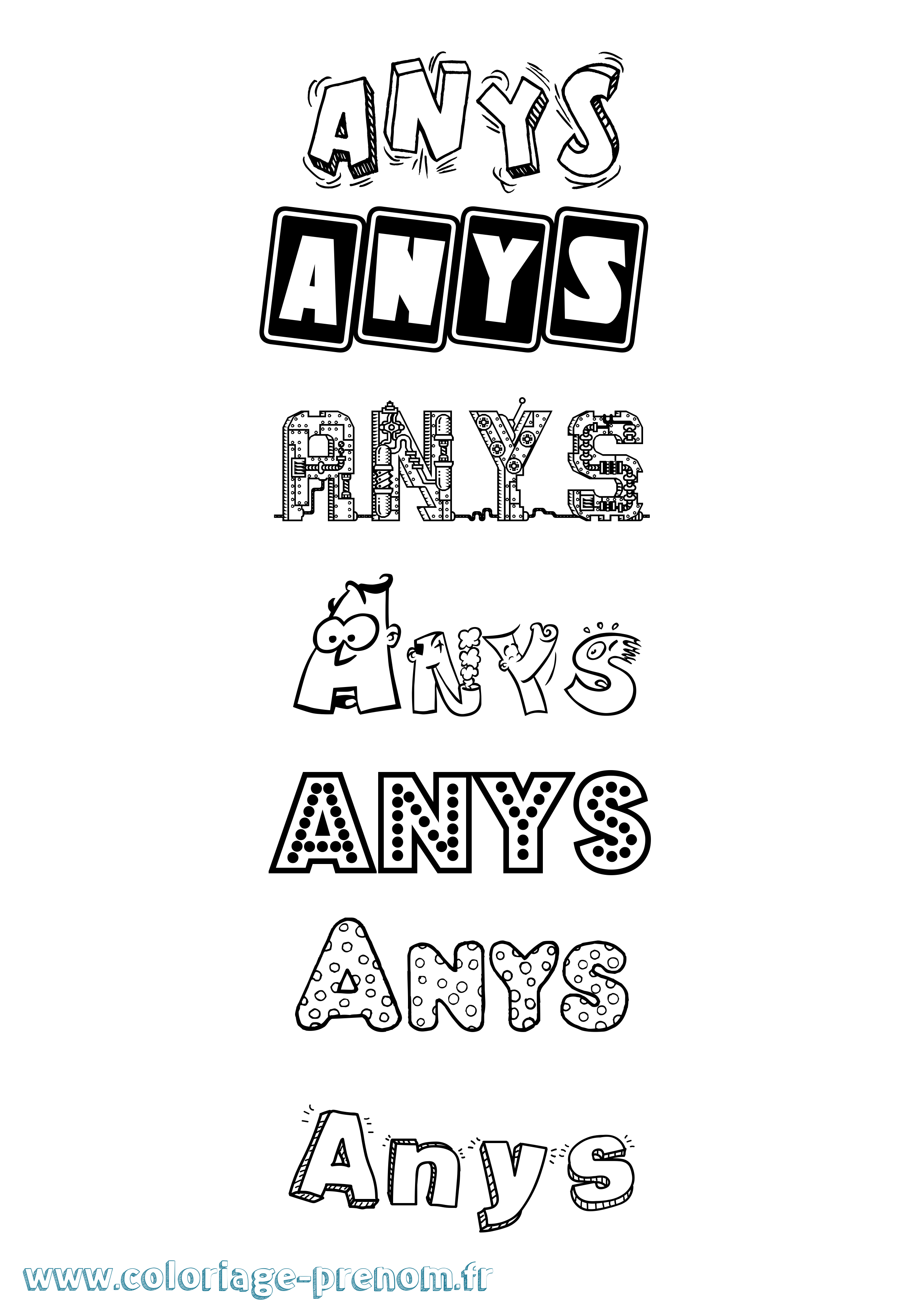 Coloriage Anys Fun Coloriage prénom Anys Fun