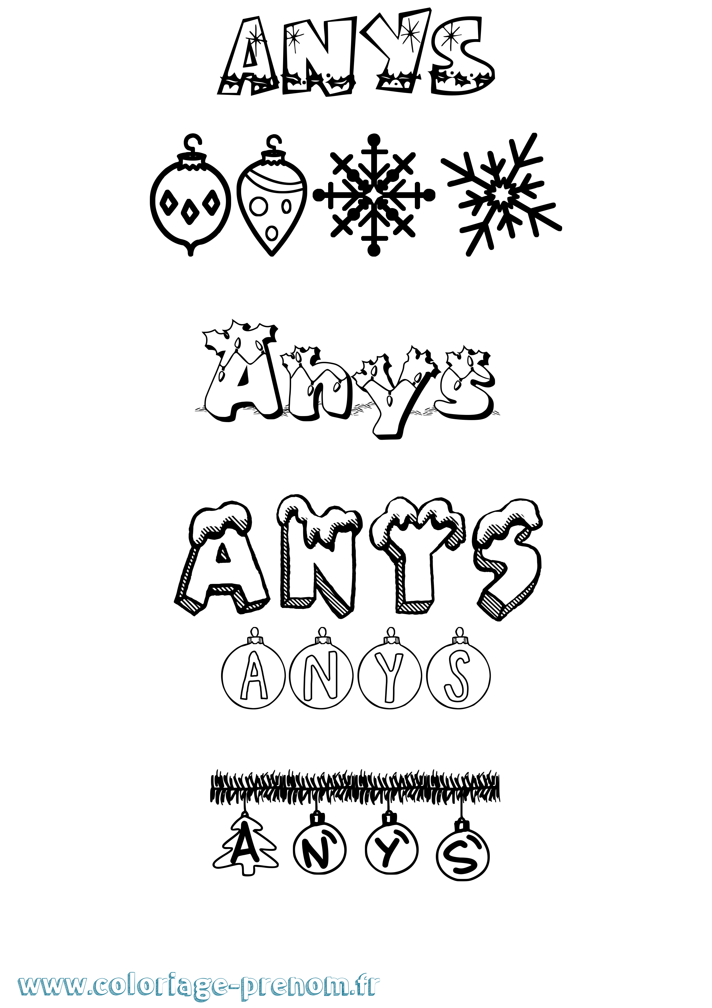 Coloriage Anys Noël Coloriage prénom Anys Noël