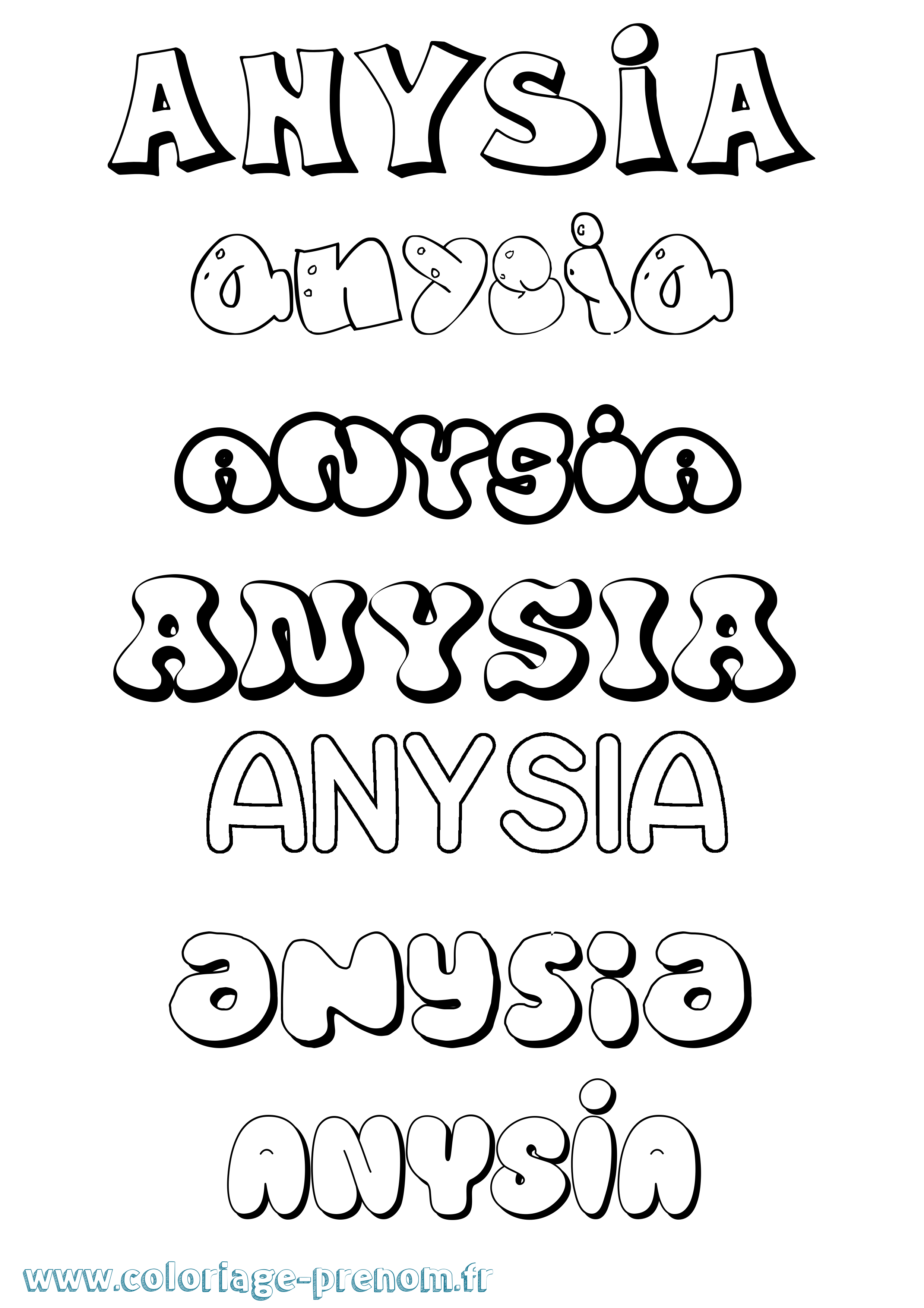 Coloriage Anysia Bubble Coloriage prénom Anysia Bubble