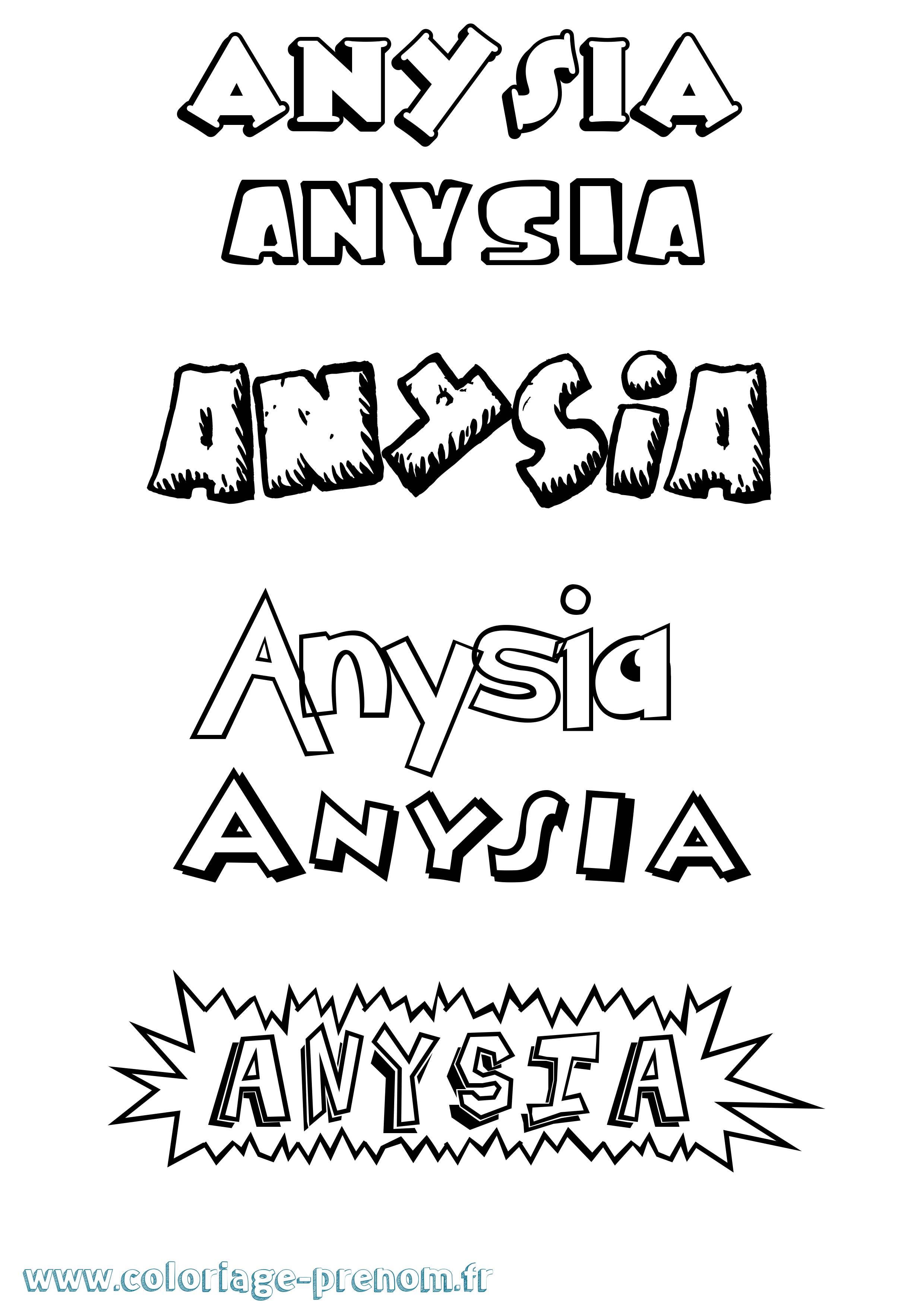 Coloriage Anysia Dessin Animé Coloriage prénom Anysia Dessin Animé