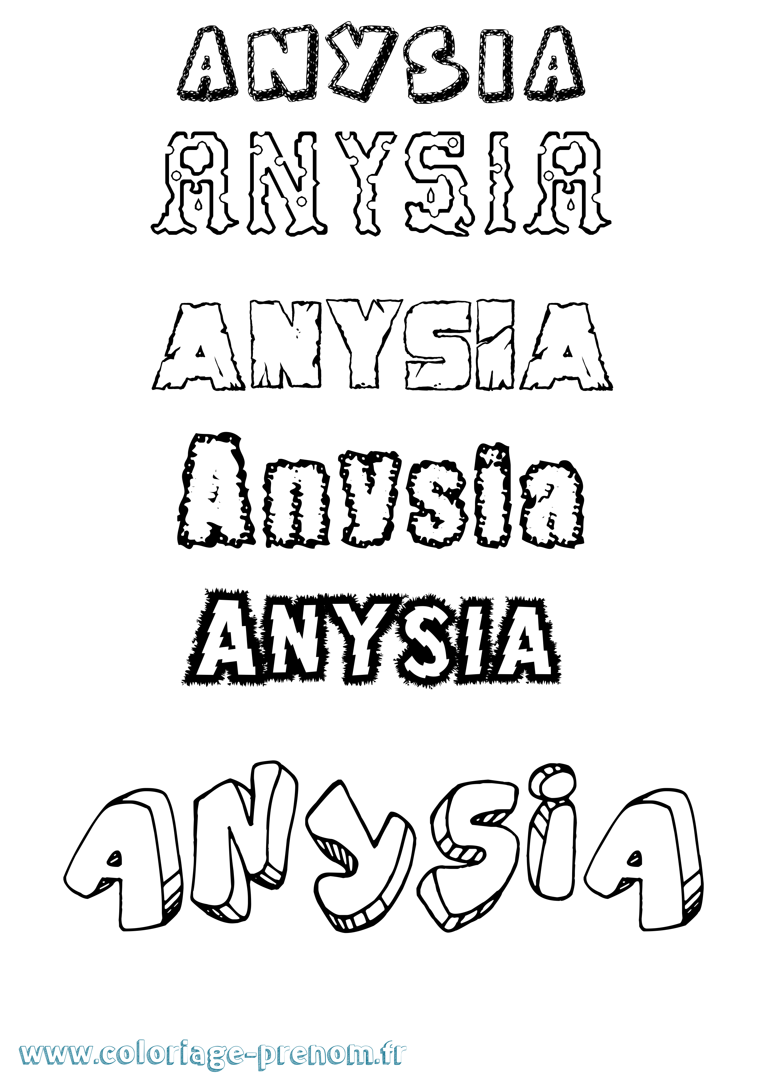 Coloriage Anysia Destructuré Coloriage prénom Anysia Destructuré