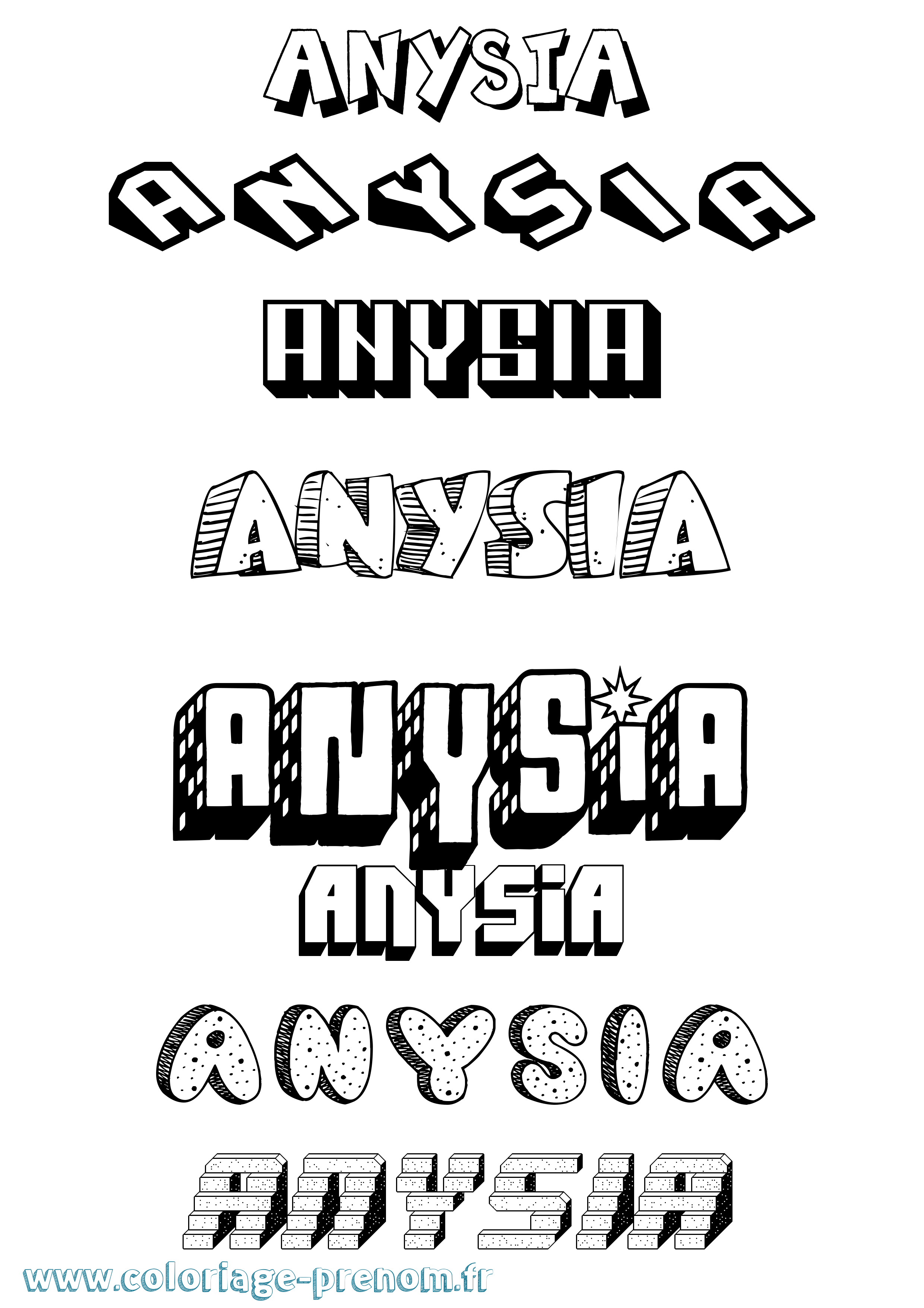 Coloriage Anysia Effet 3D Coloriage prénom Anysia Effet 3D
