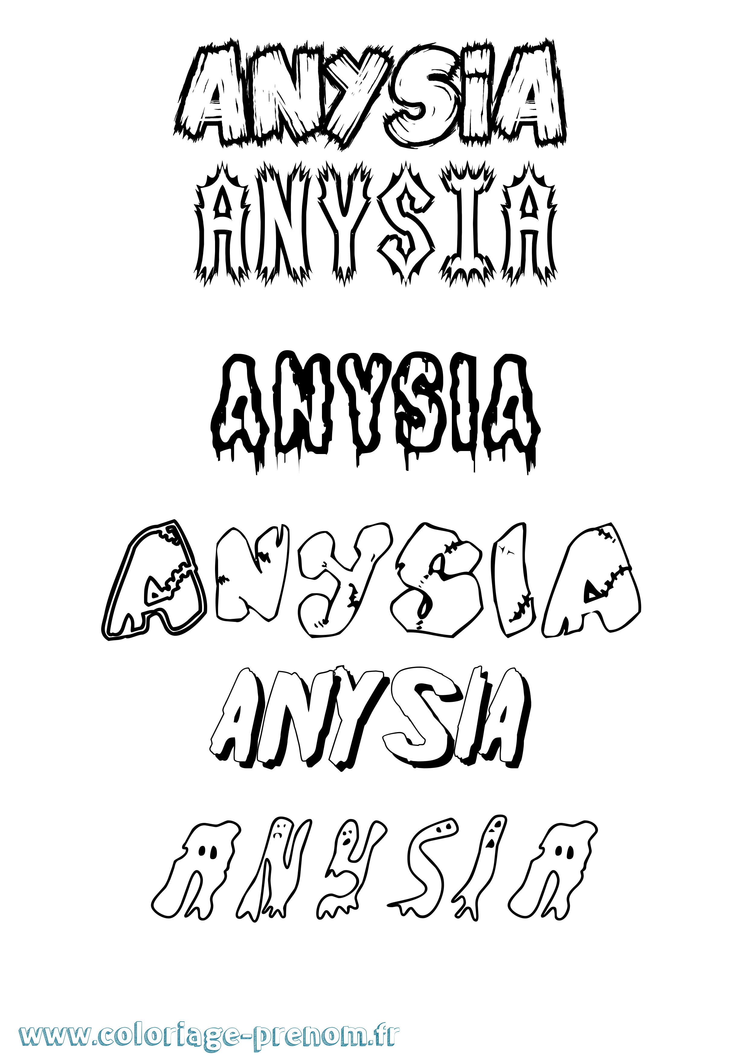 Coloriage Anysia Frisson Coloriage prénom Anysia Frisson