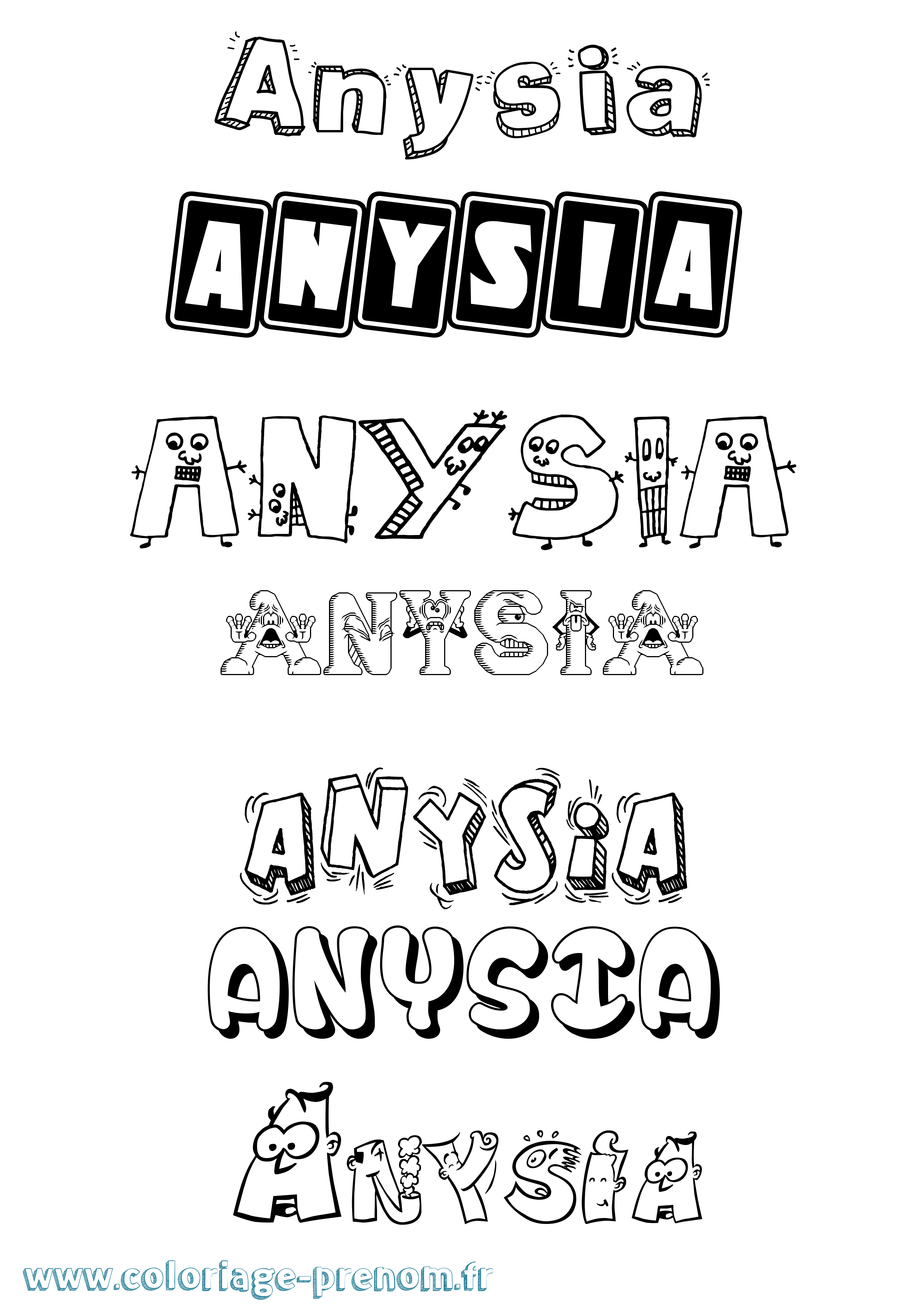 Coloriage Anysia Fun Coloriage prénom Anysia Fun