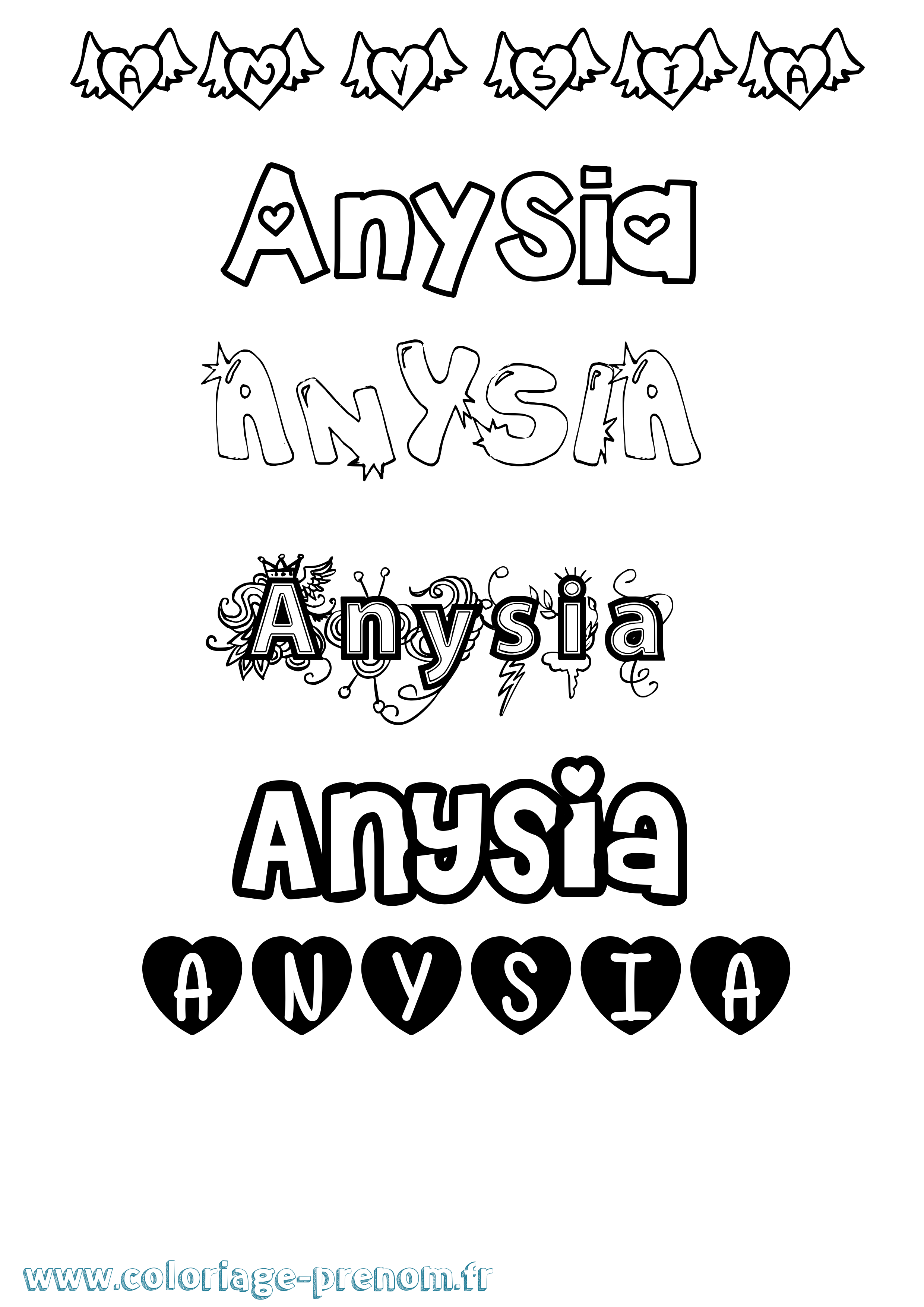 Coloriage Anysia Girly Coloriage prénom Anysia Girly