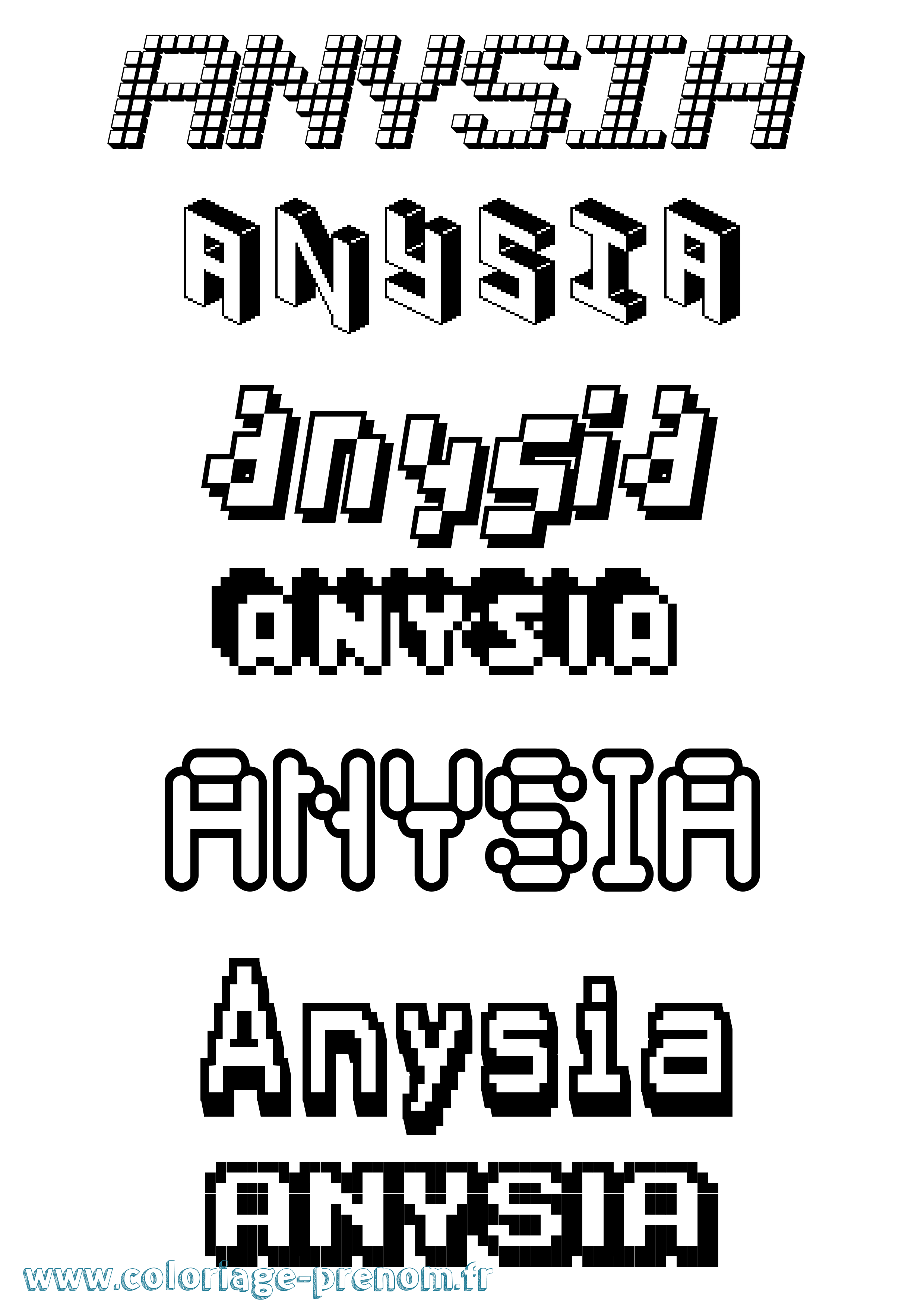 Coloriage Anysia Pixel Coloriage prénom Anysia Pixel