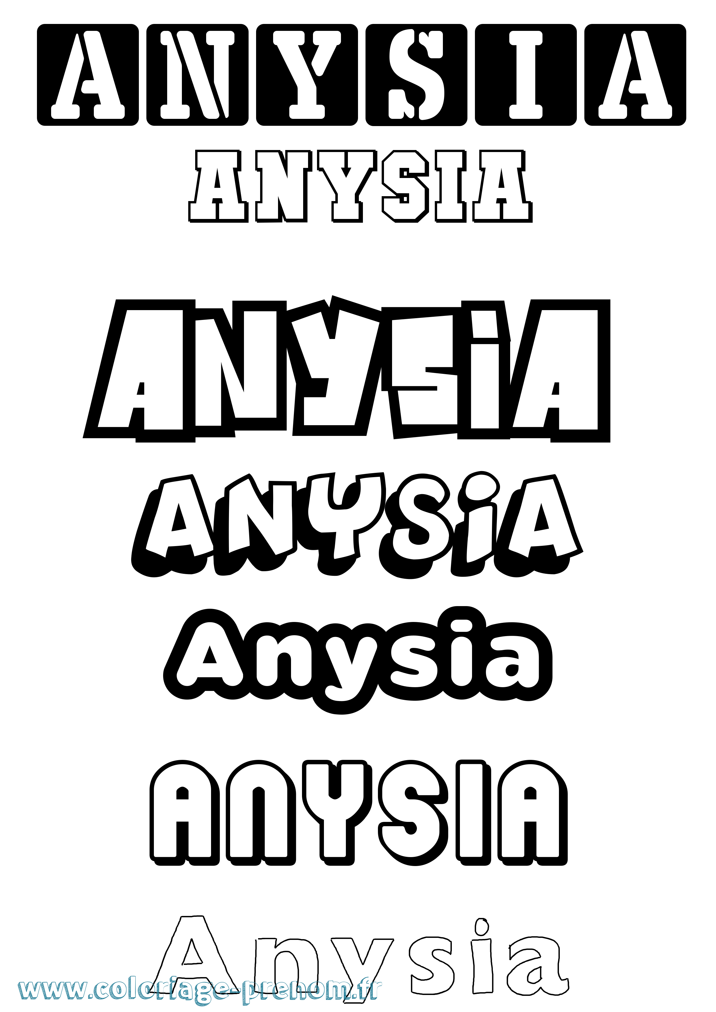 Coloriage Anysia Simple Coloriage prénom Anysia Simple