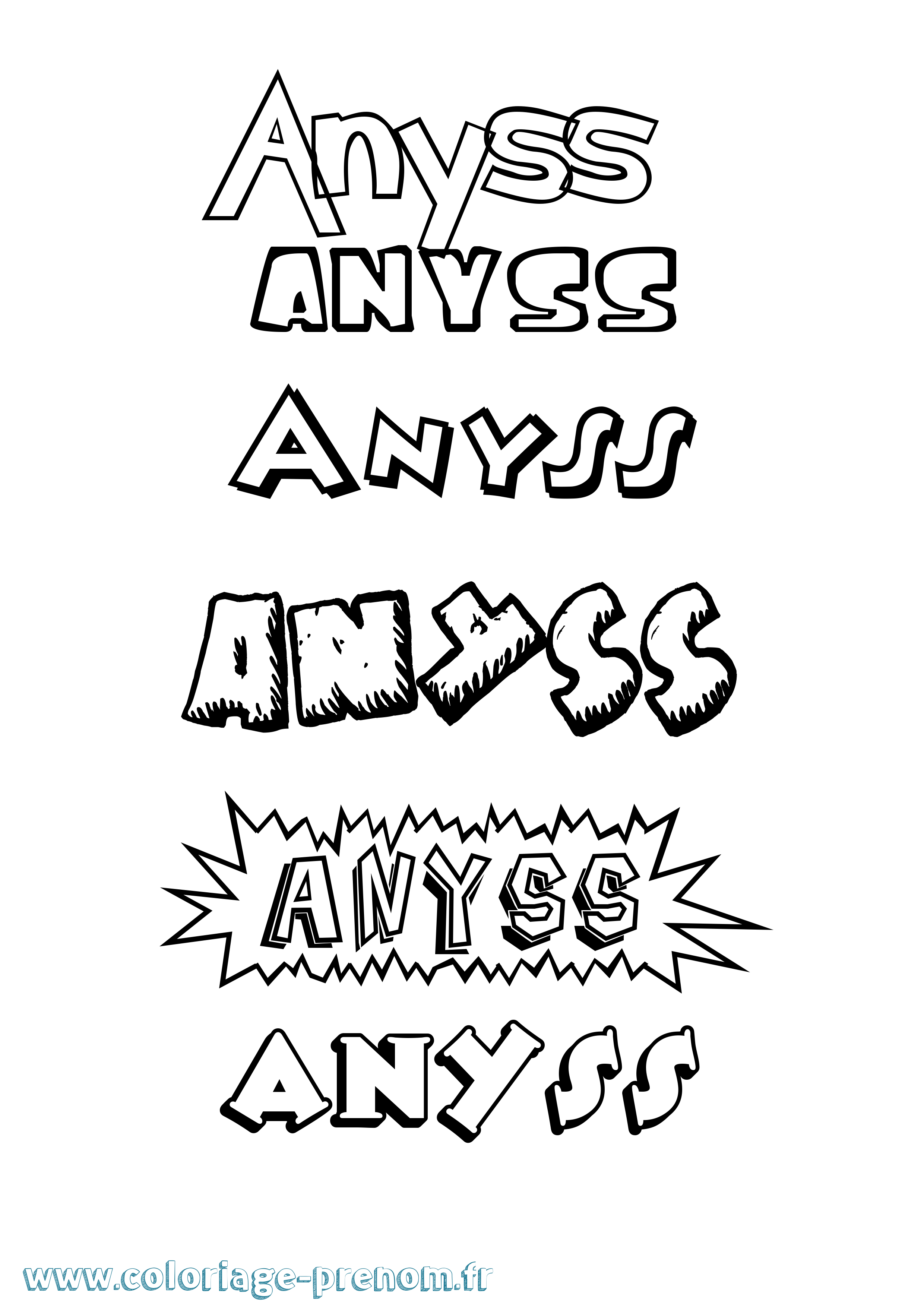 Coloriage Anyss Dessin Animé Coloriage prénom Anyss Dessin Animé