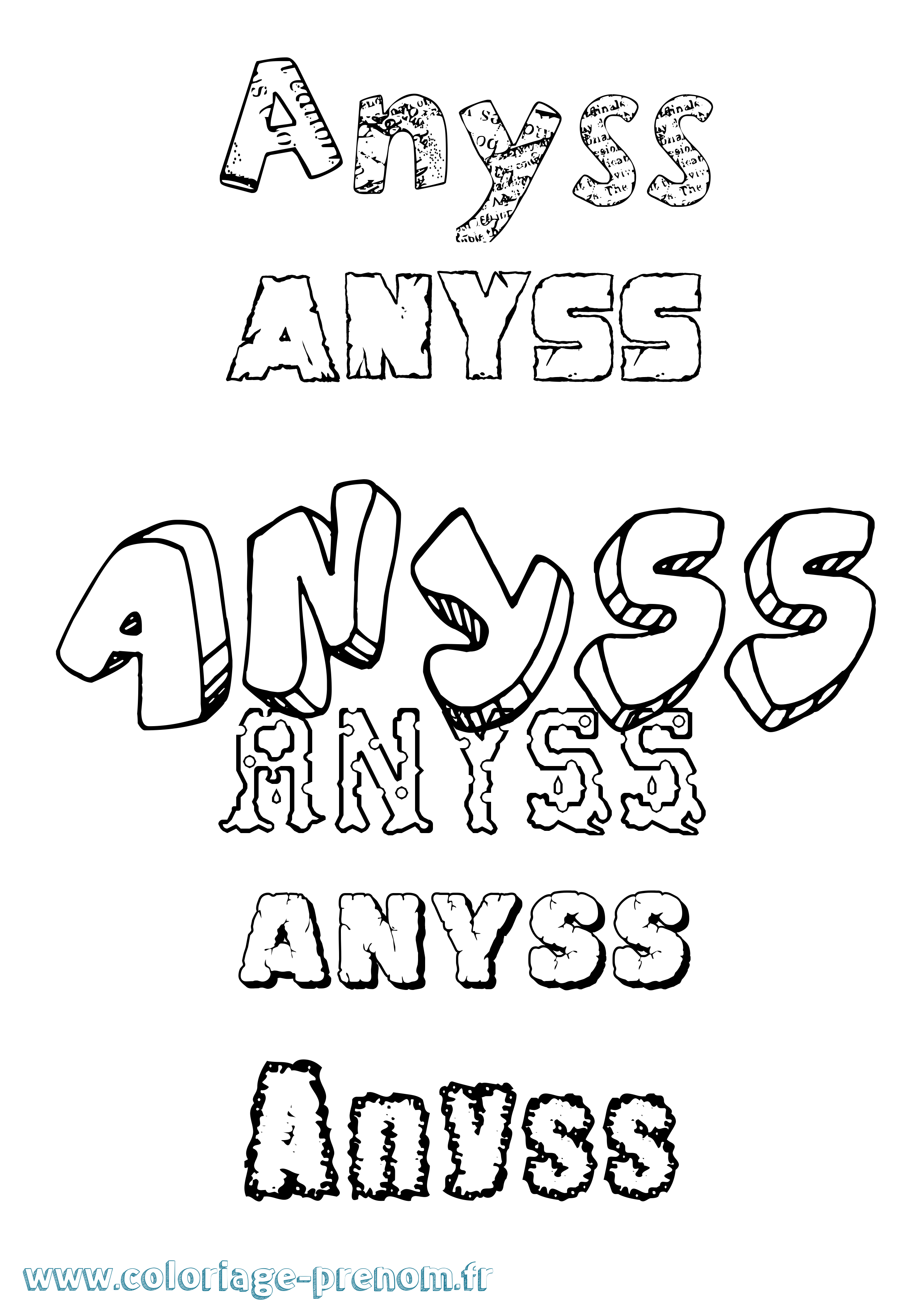 Coloriage Anyss Destructuré Coloriage prénom Anyss Destructuré