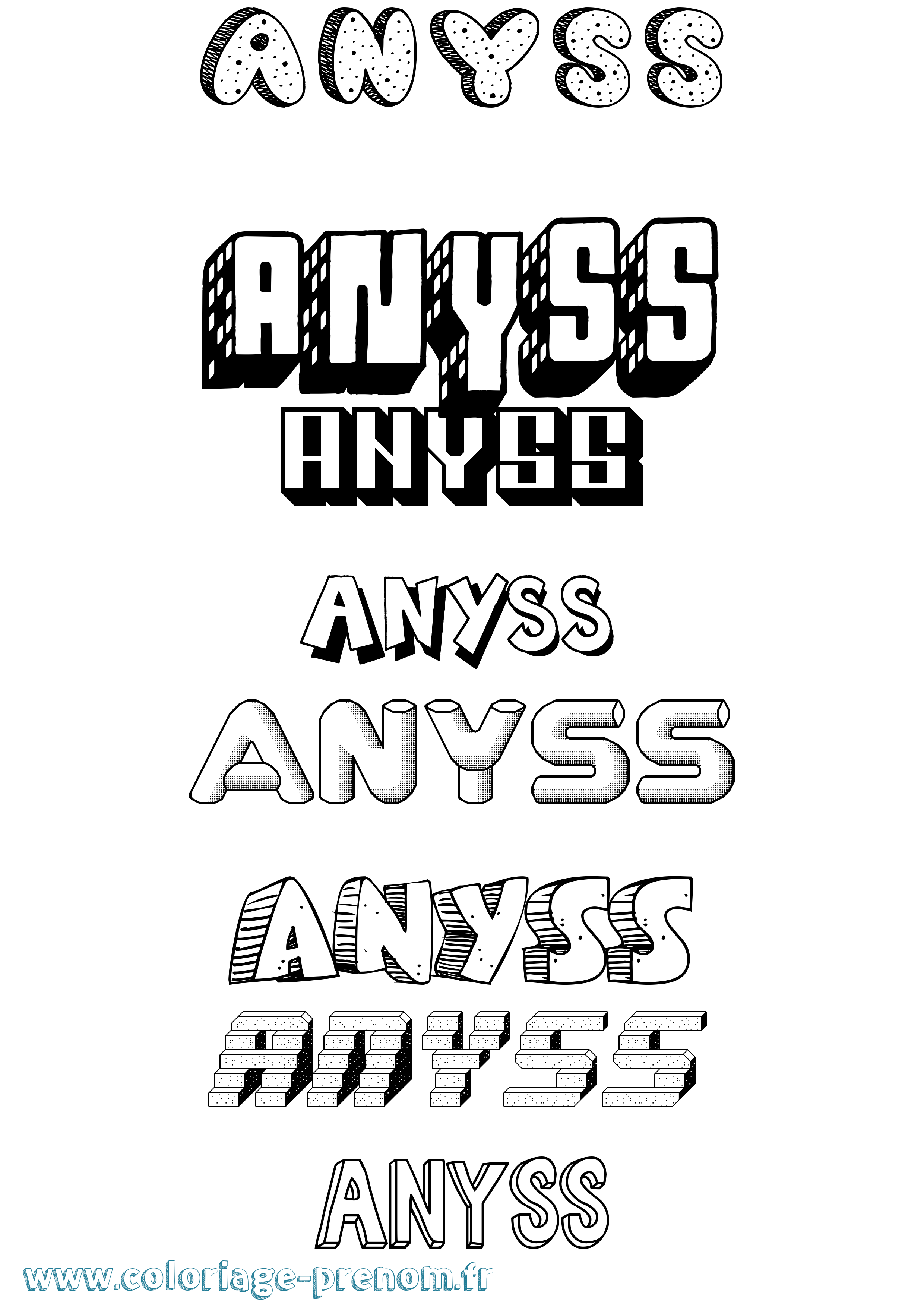 Coloriage Anyss Effet 3D Coloriage prénom Anyss Effet 3D