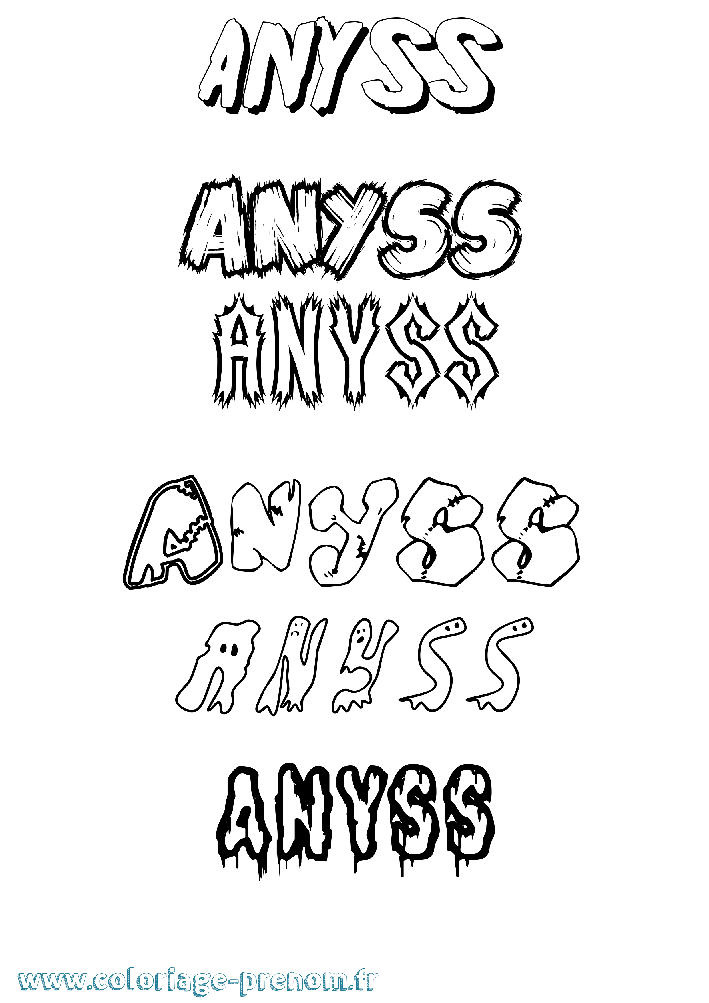 Coloriage Anyss Frisson Coloriage prénom Anyss Frisson