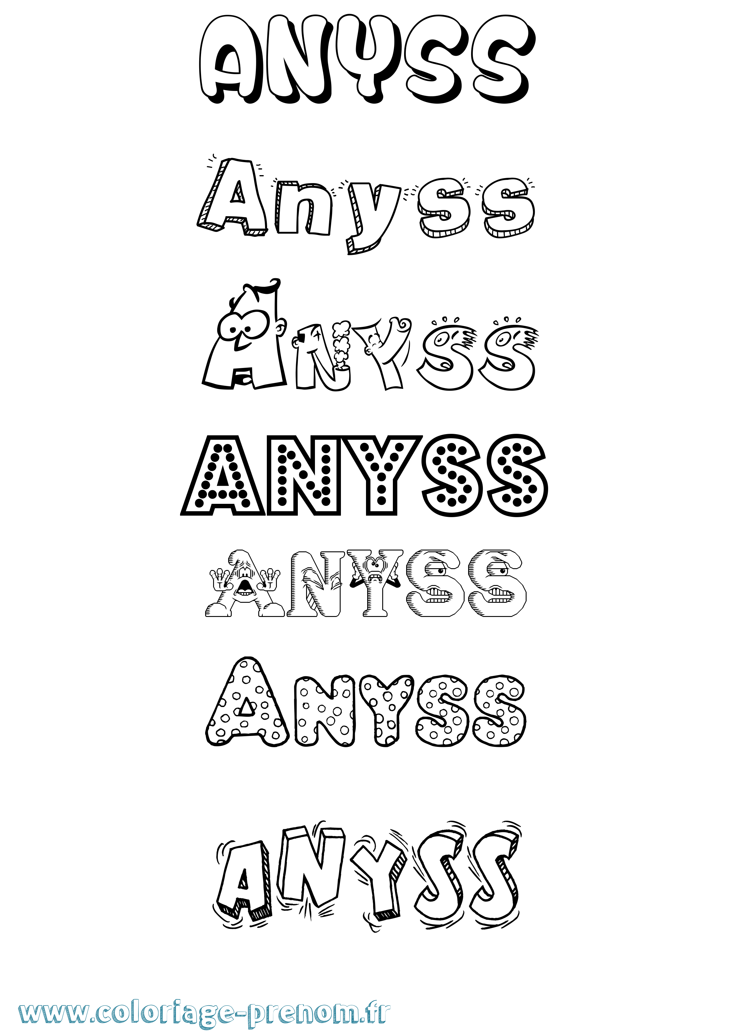 Coloriage Anyss Fun Coloriage prénom Anyss Fun