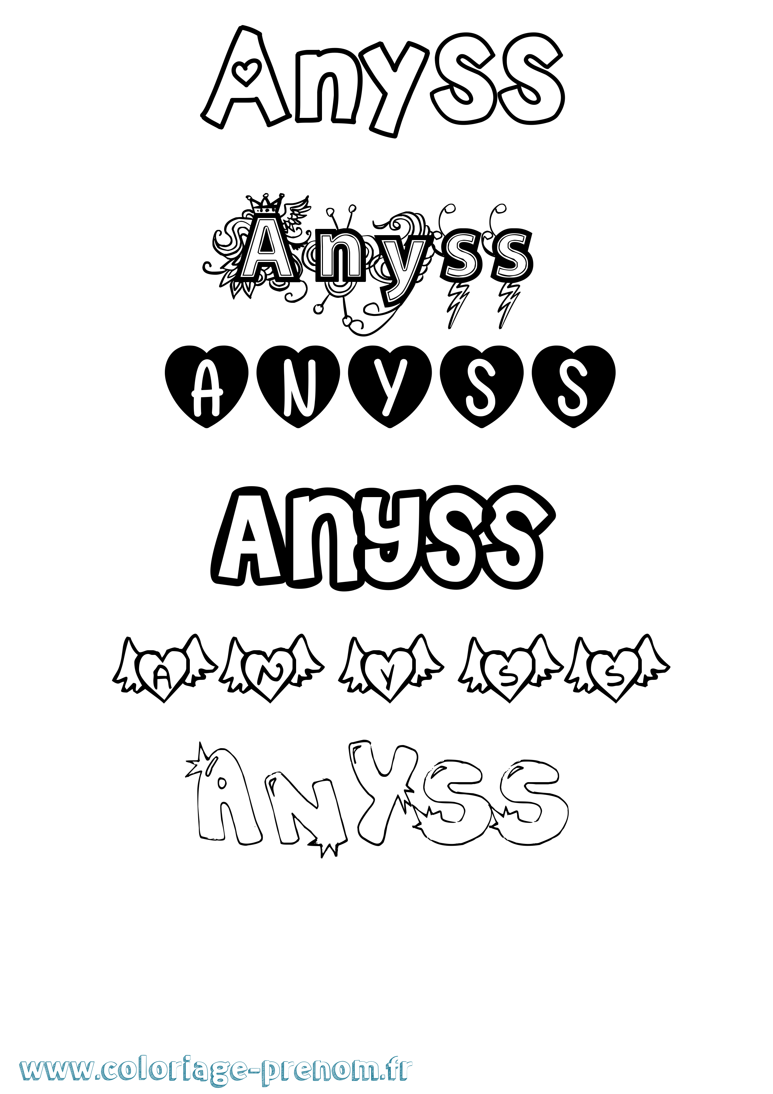 Coloriage Anyss Girly Coloriage prénom Anyss Girly