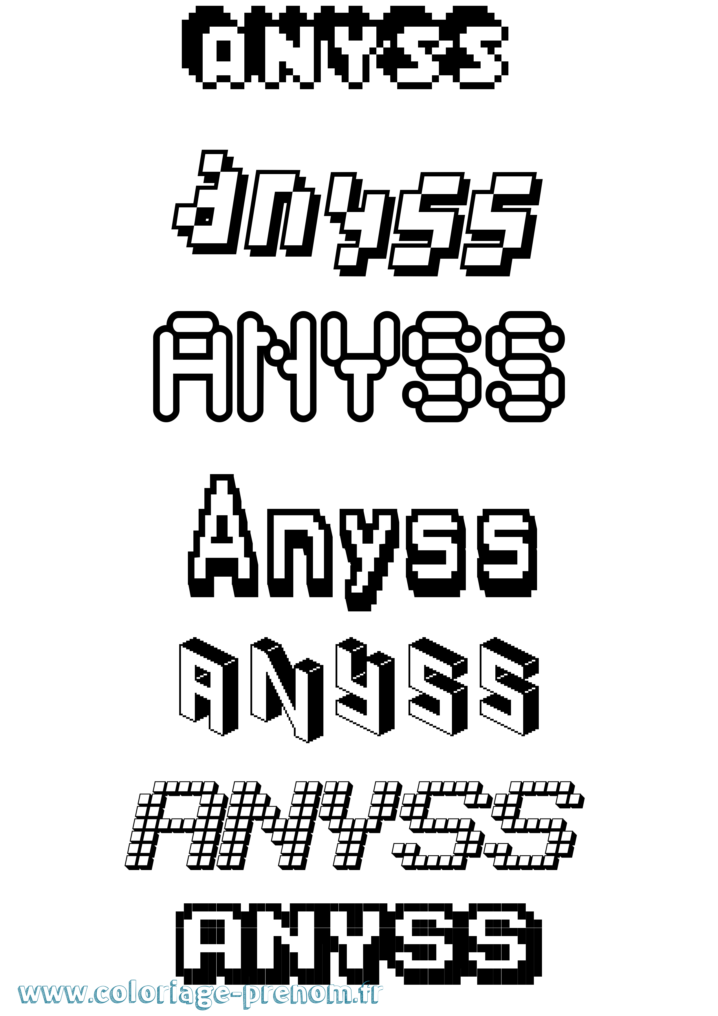 Coloriage Anyss Pixel Coloriage prénom Anyss Pixel