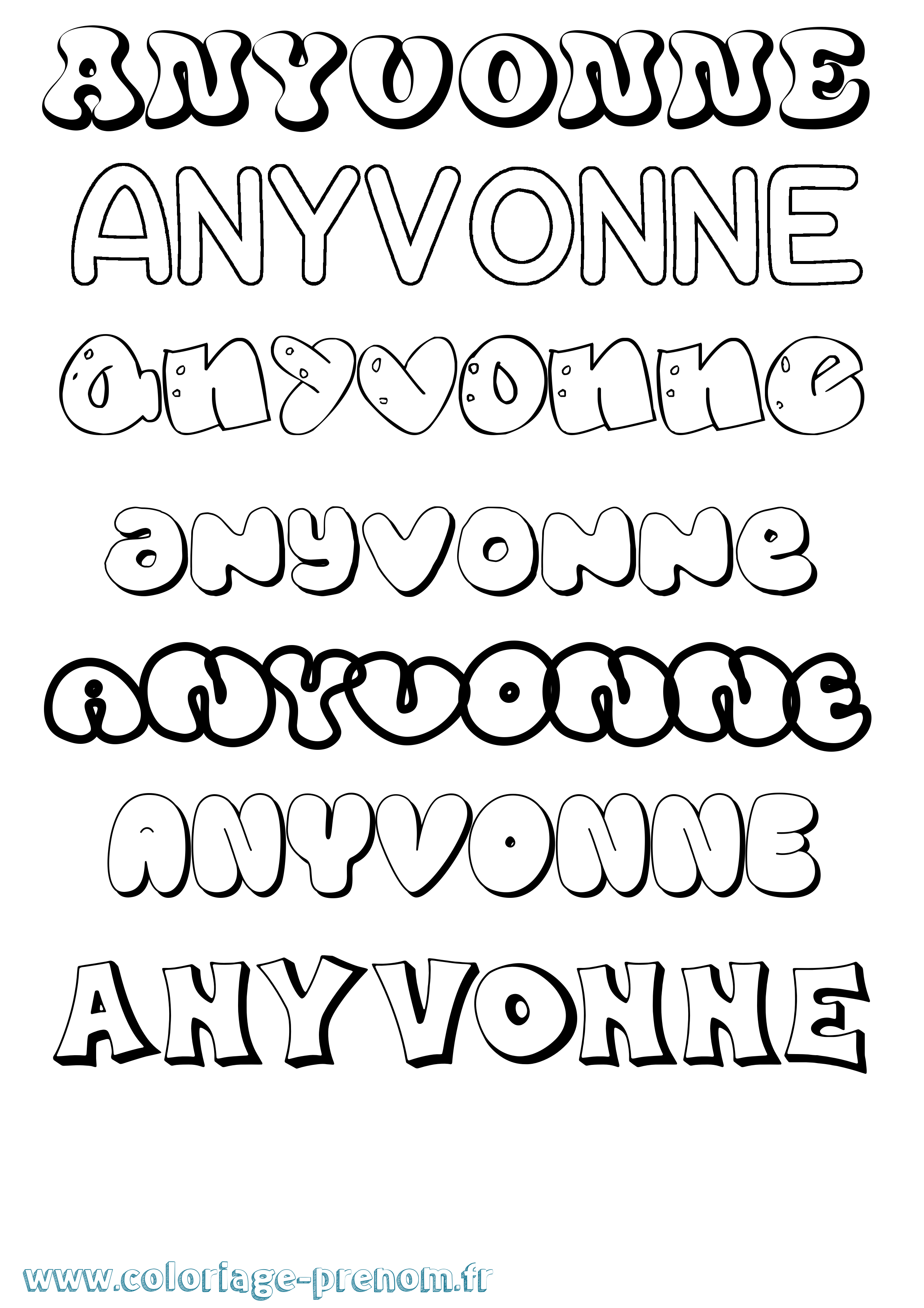 Coloriage Anyvonne Bubble Coloriage prénom Anyvonne Bubble