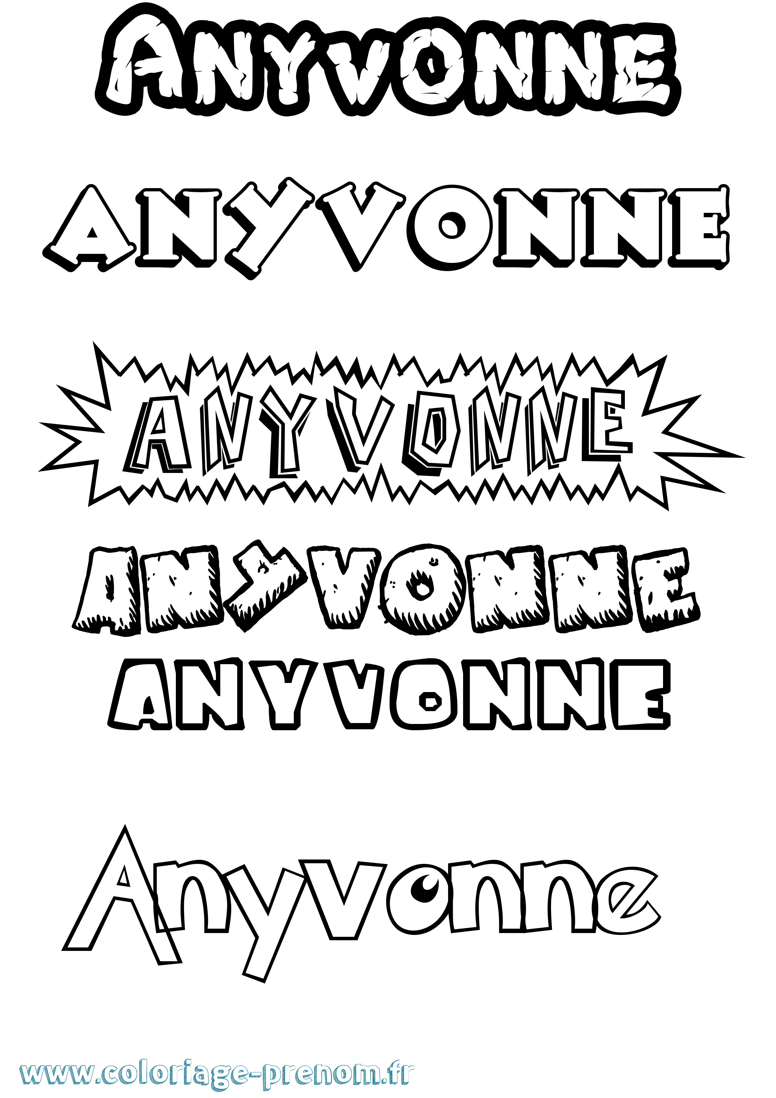 Coloriage Anyvonne Dessin Animé Coloriage prénom Anyvonne Dessin Animé