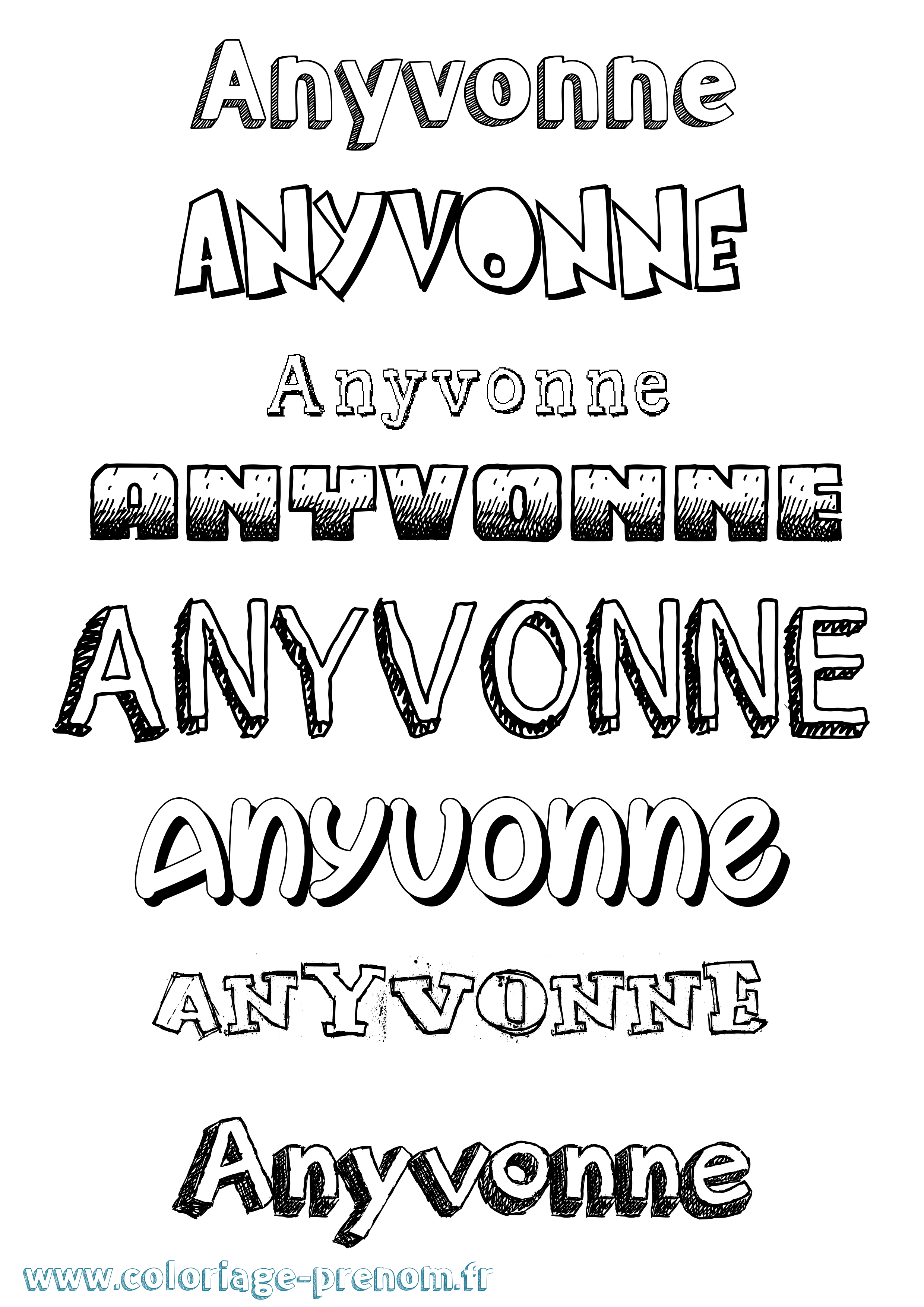 Coloriage Anyvonne Dessiné Coloriage prénom Anyvonne Dessiné