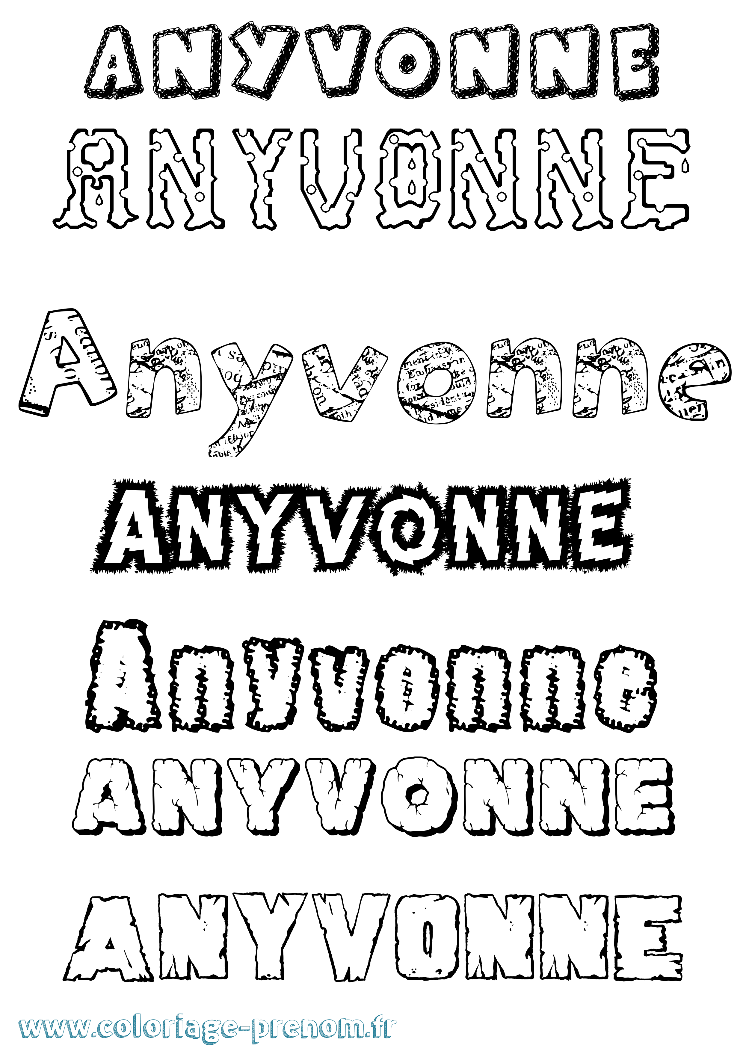 Coloriage Anyvonne Destructuré Coloriage prénom Anyvonne Destructuré