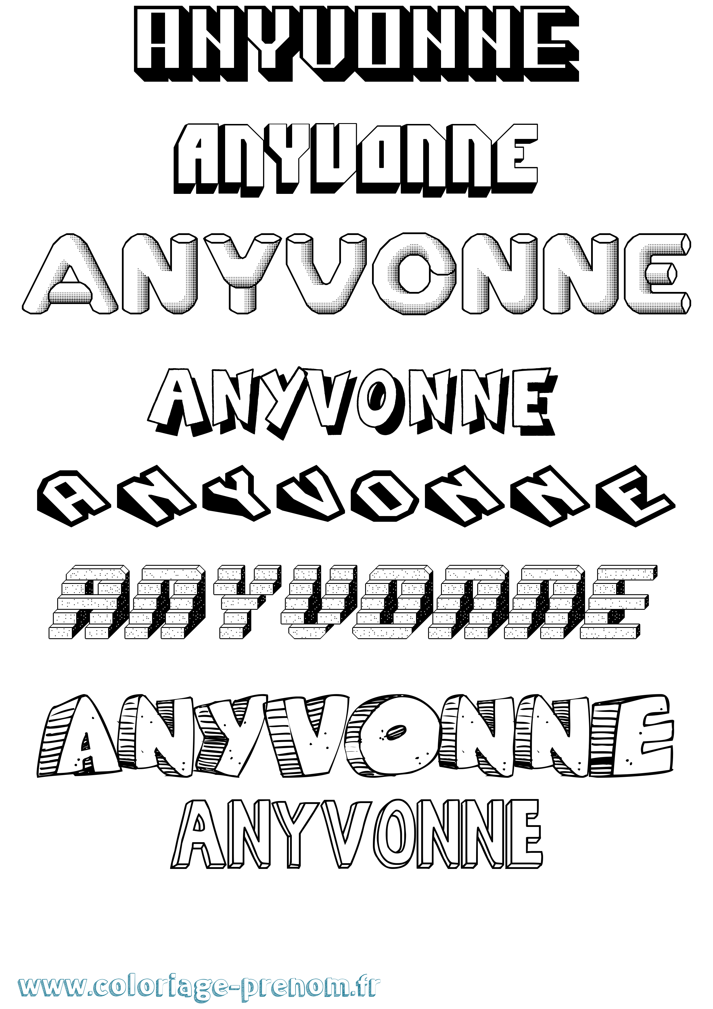 Coloriage Anyvonne Effet 3D Coloriage prénom Anyvonne Effet 3D
