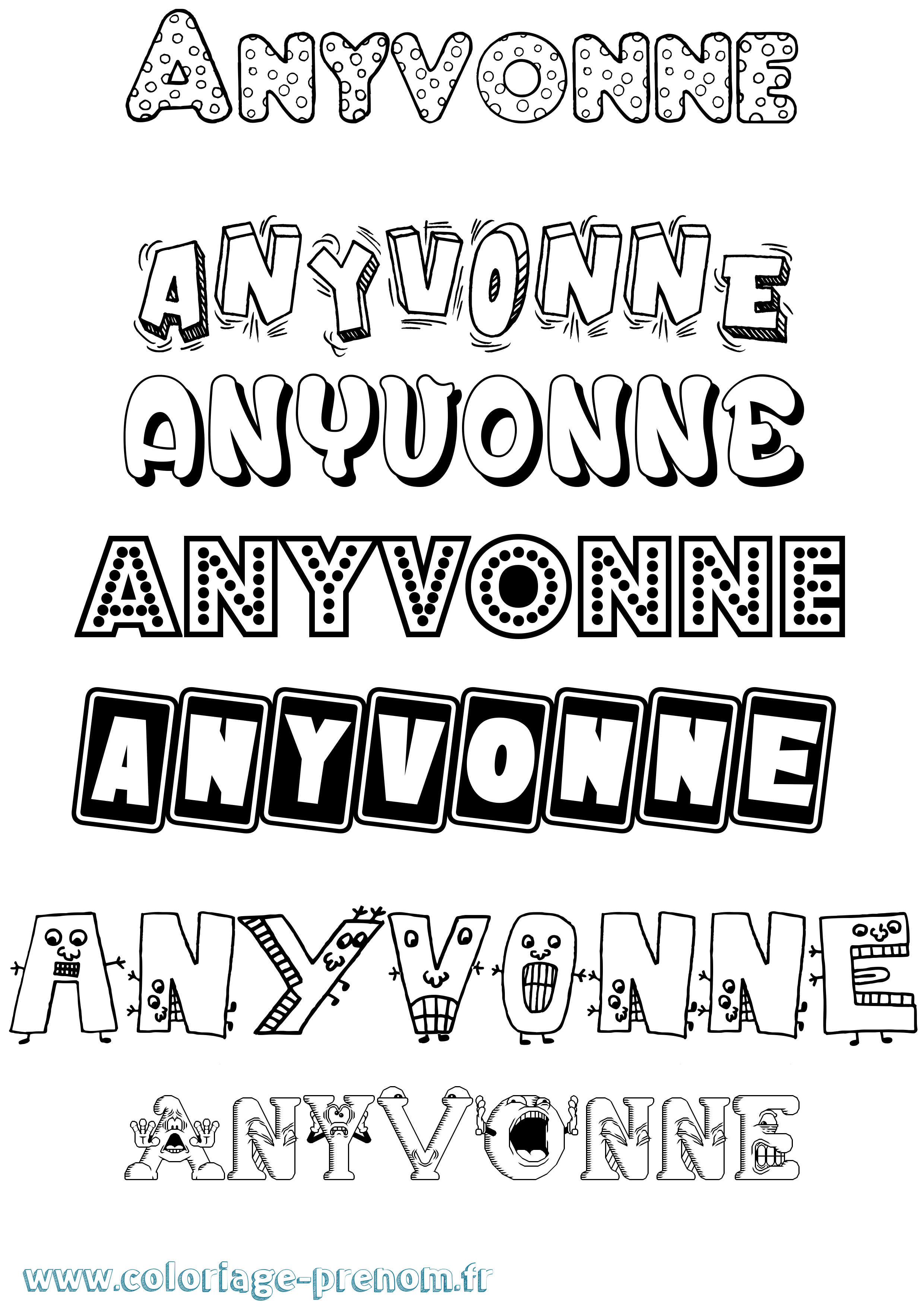 Coloriage Anyvonne Fun Coloriage prénom Anyvonne Fun