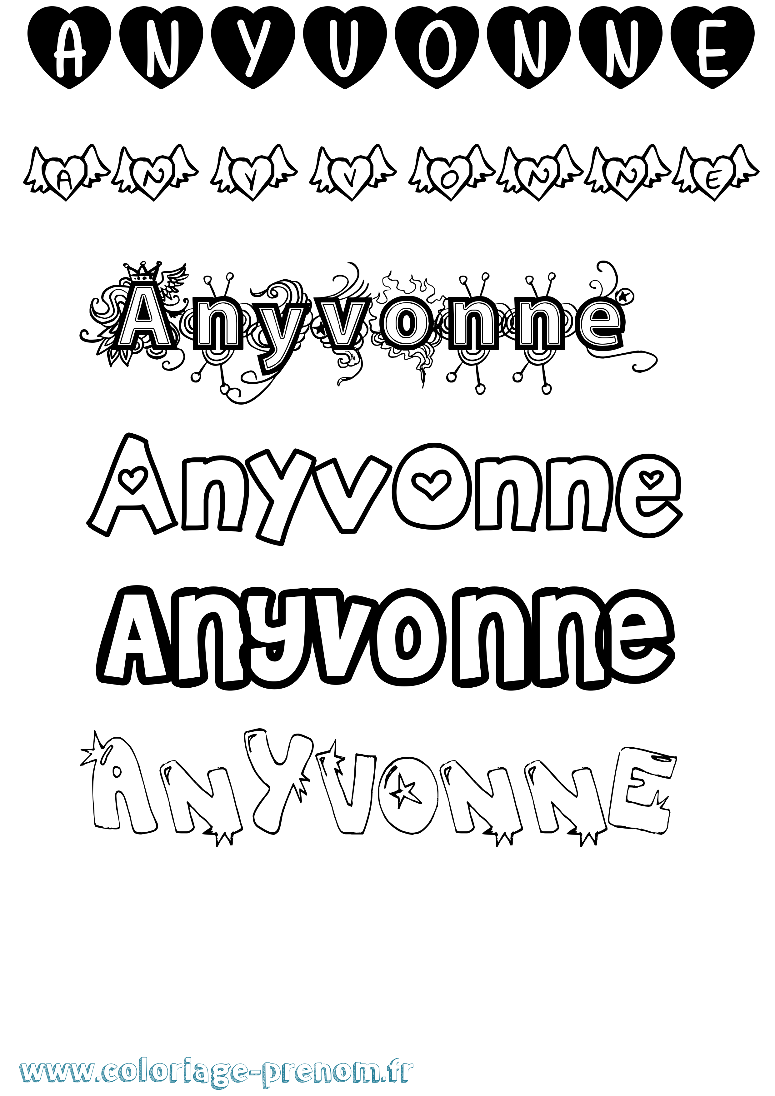 Coloriage Anyvonne Girly Coloriage prénom Anyvonne Girly