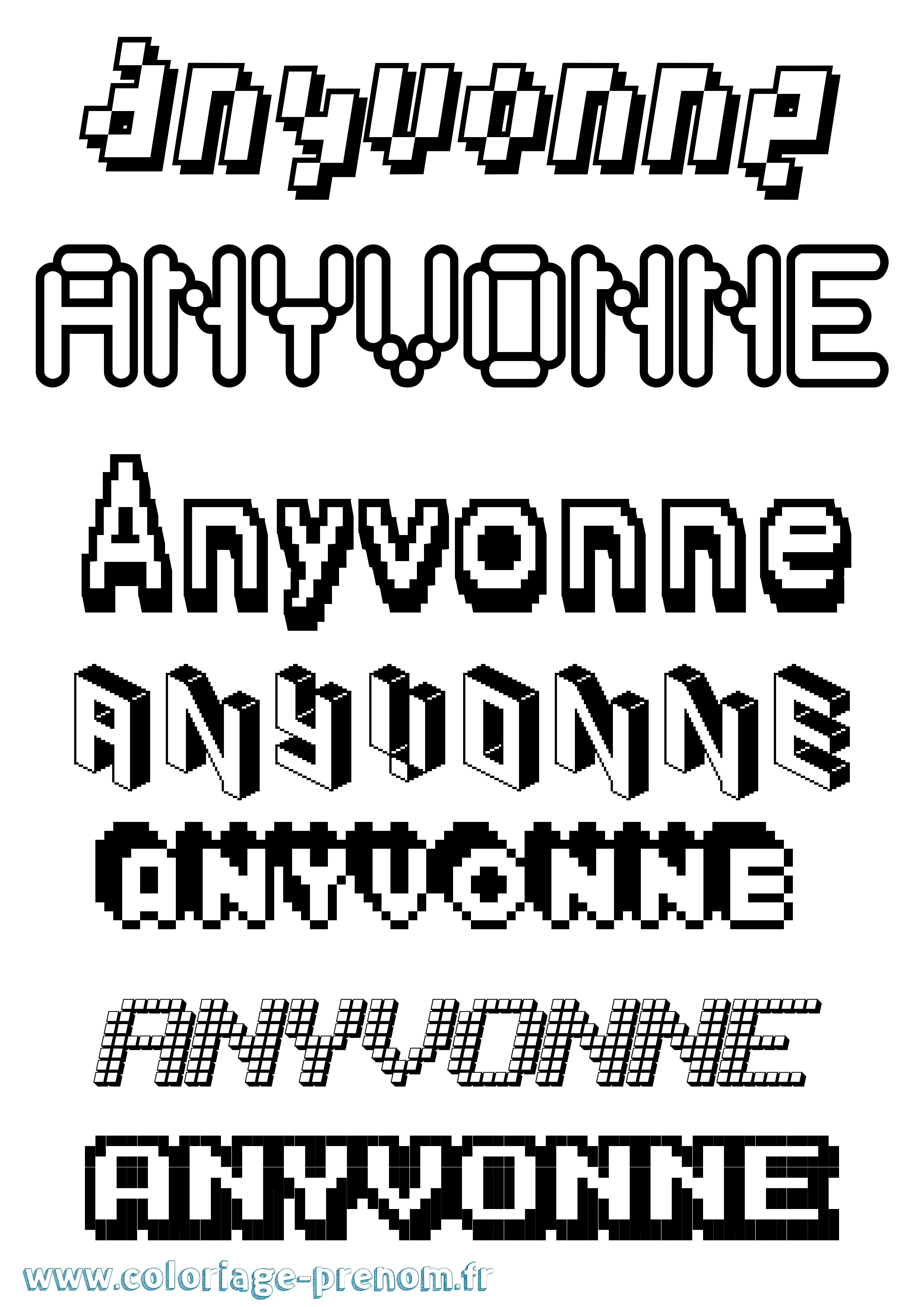 Coloriage Anyvonne Pixel Coloriage prénom Anyvonne Pixel