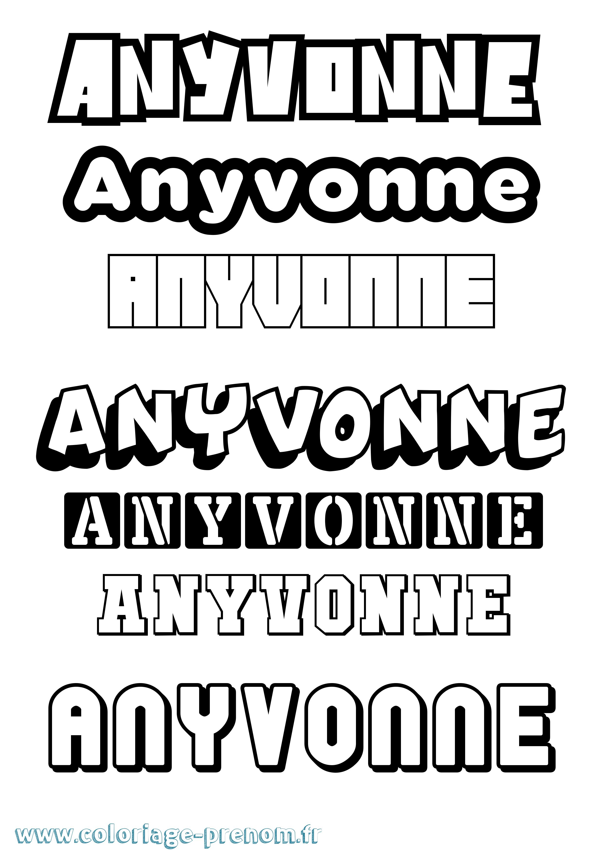 Coloriage Anyvonne Simple Coloriage prénom Anyvonne Simple