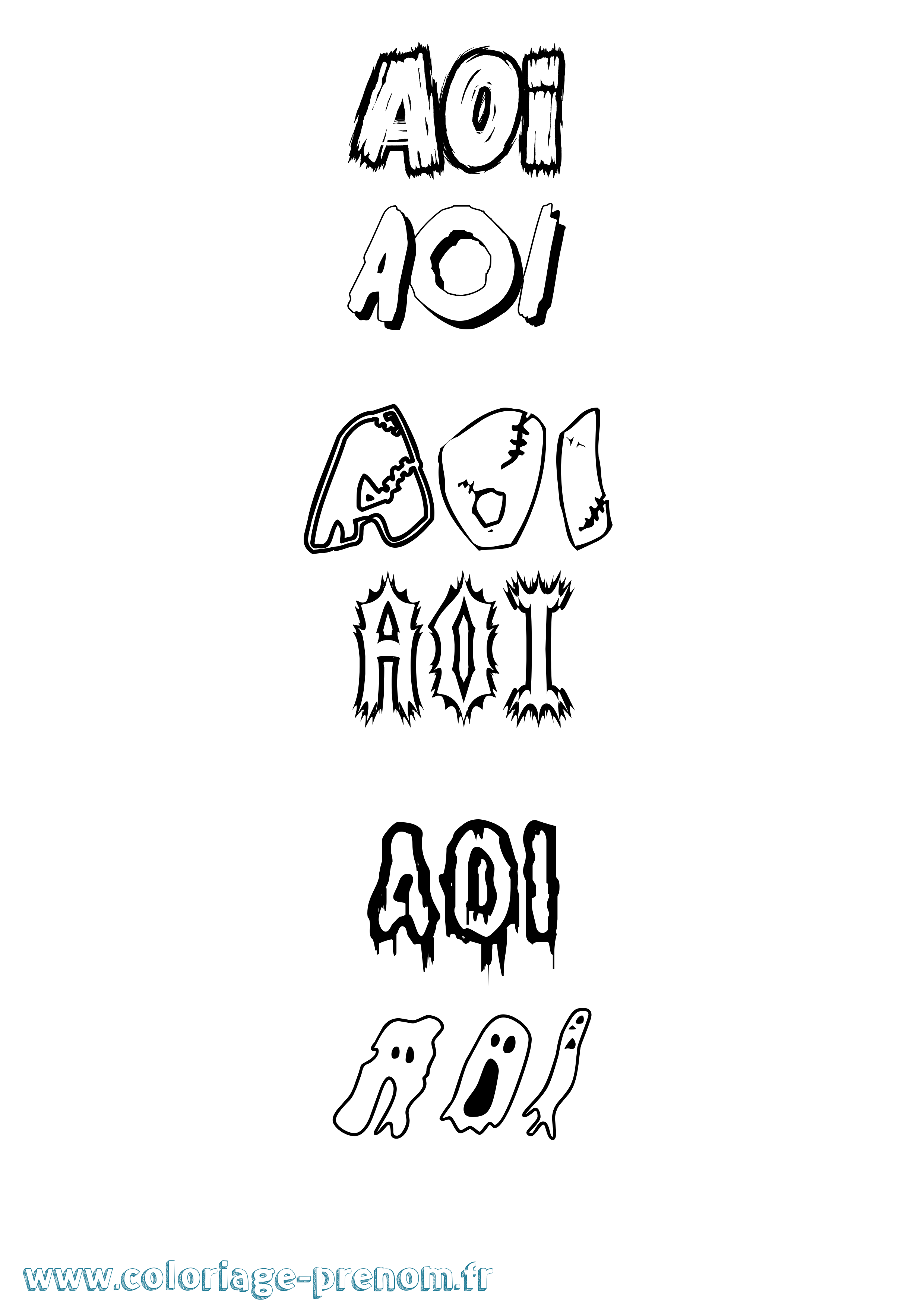 Coloriage Aoi Frisson Coloriage prénom Aoi Frisson