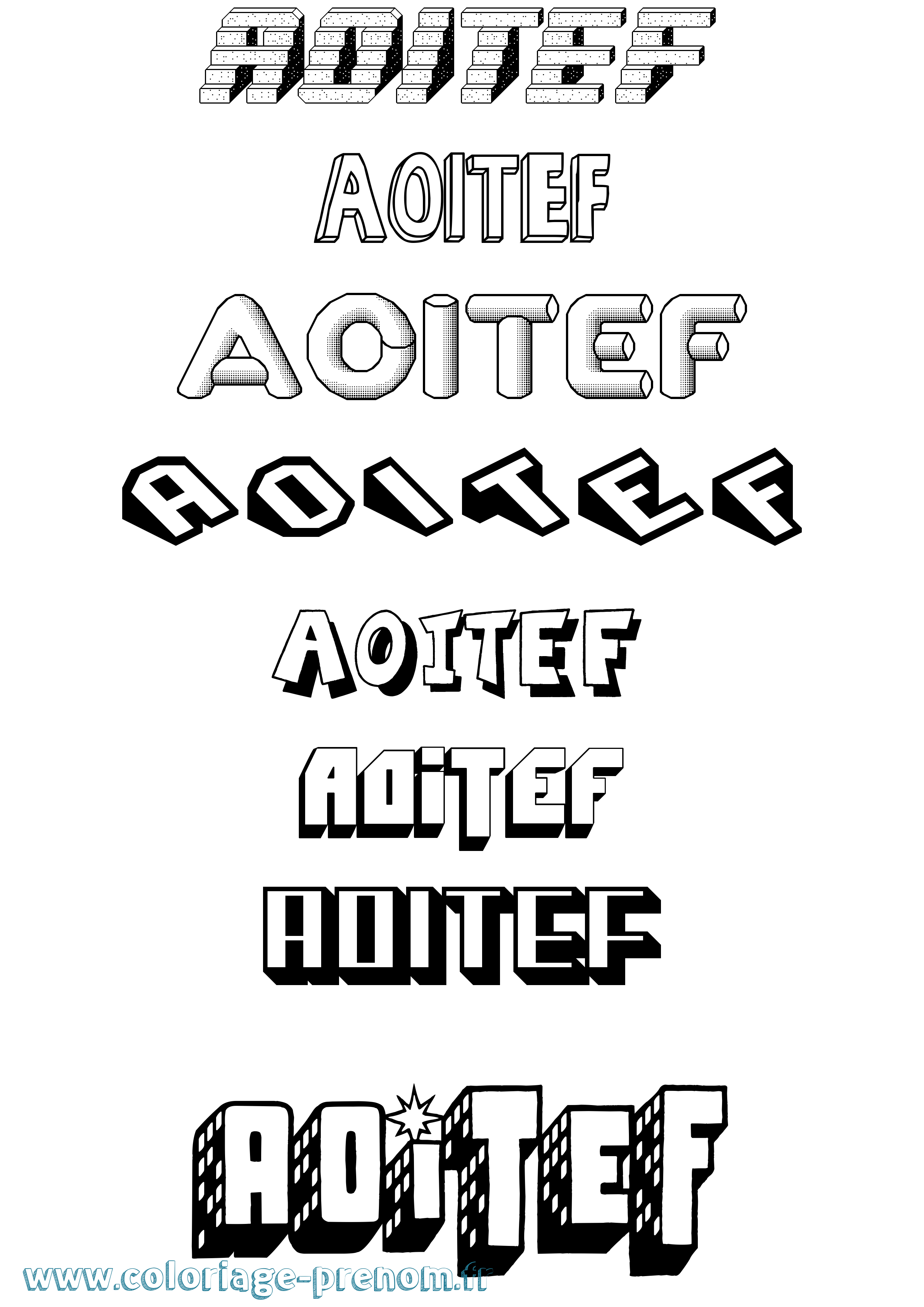 Coloriage Aoitef Effet 3D Coloriage prénom Aoitef Effet 3D