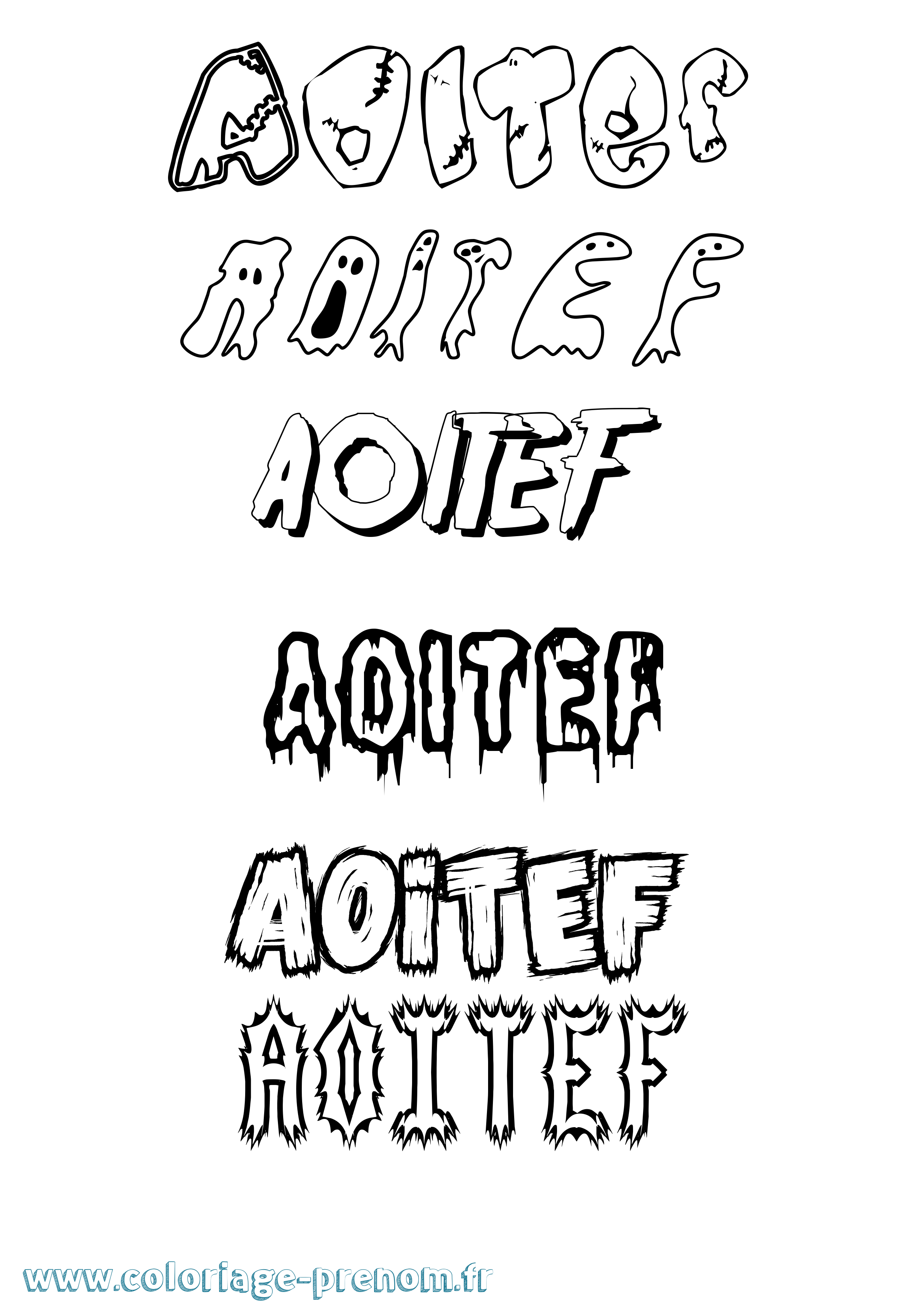 Coloriage Aoitef Frisson Coloriage prénom Aoitef Frisson