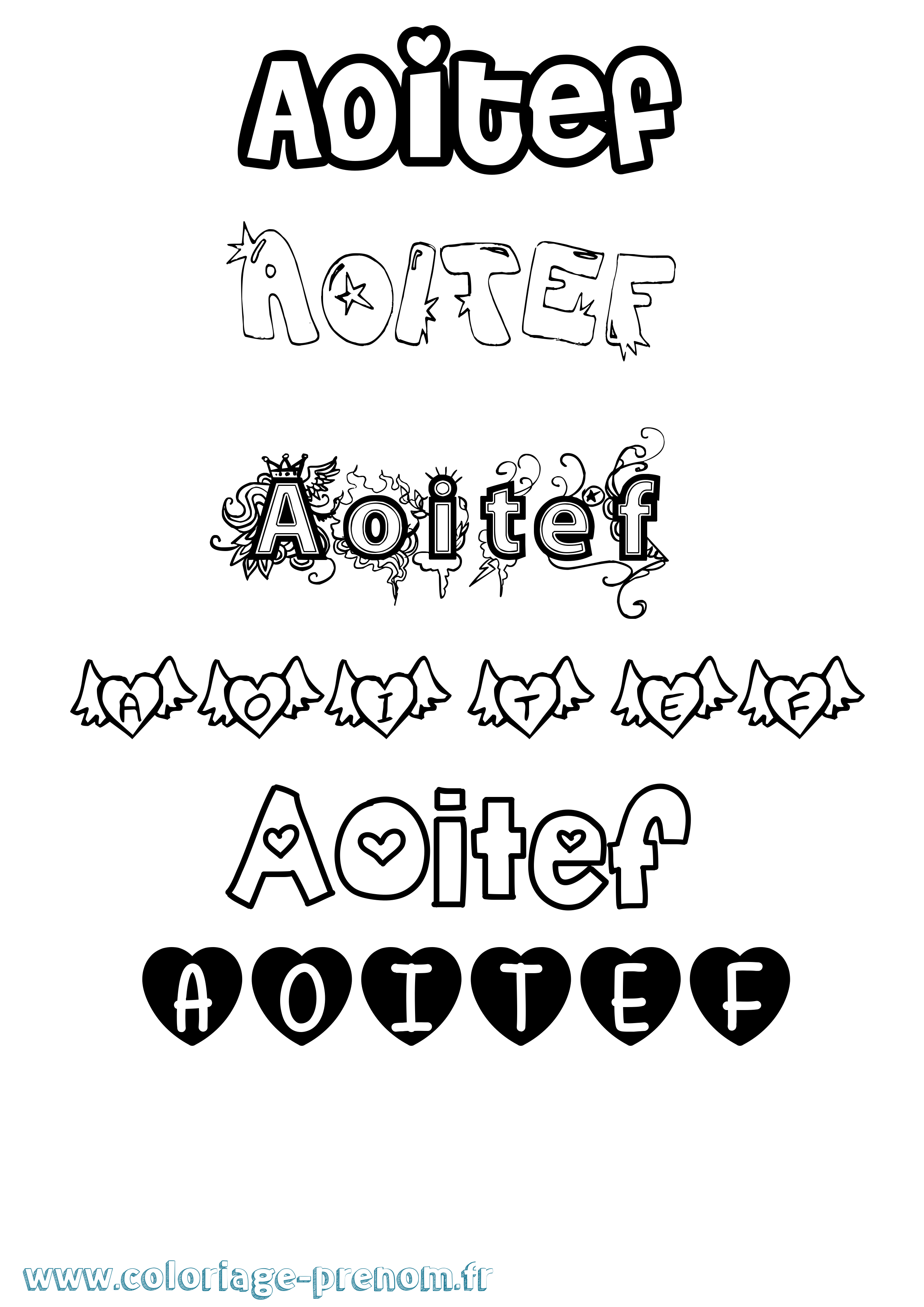Coloriage Aoitef Girly Coloriage prénom Aoitef Girly