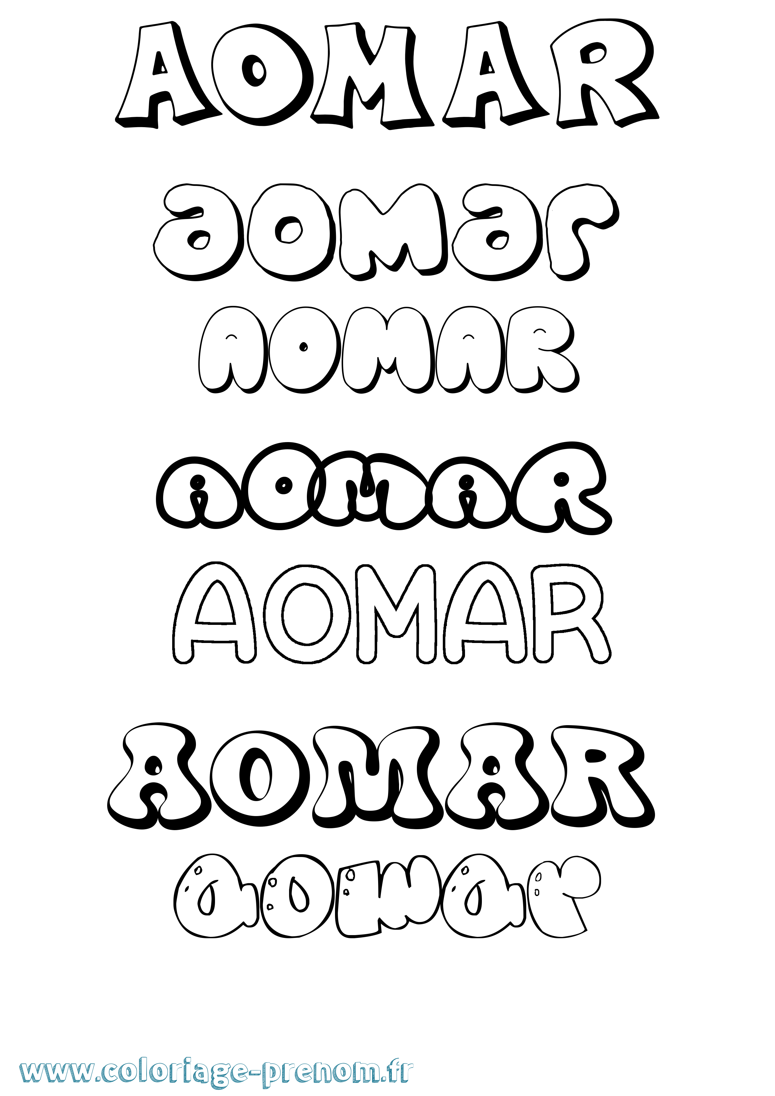 Coloriage Aomar Bubble Coloriage prénom Aomar Bubble