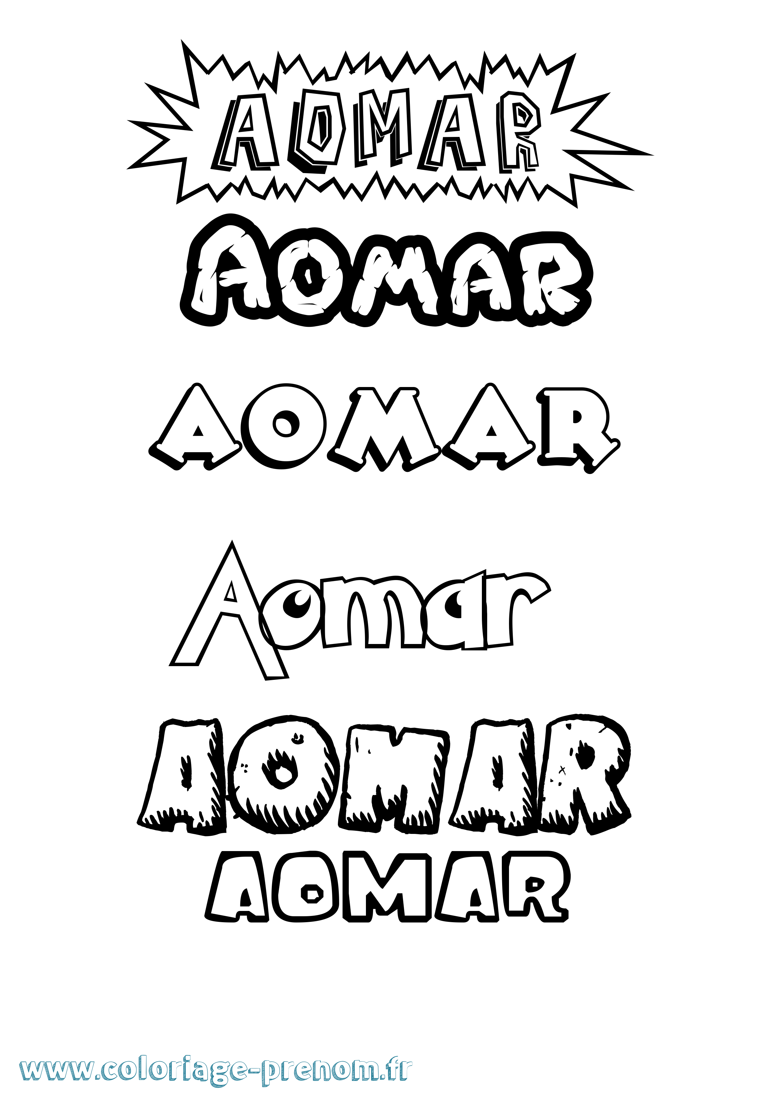Coloriage Aomar Dessin Animé Coloriage prénom Aomar Dessin Animé