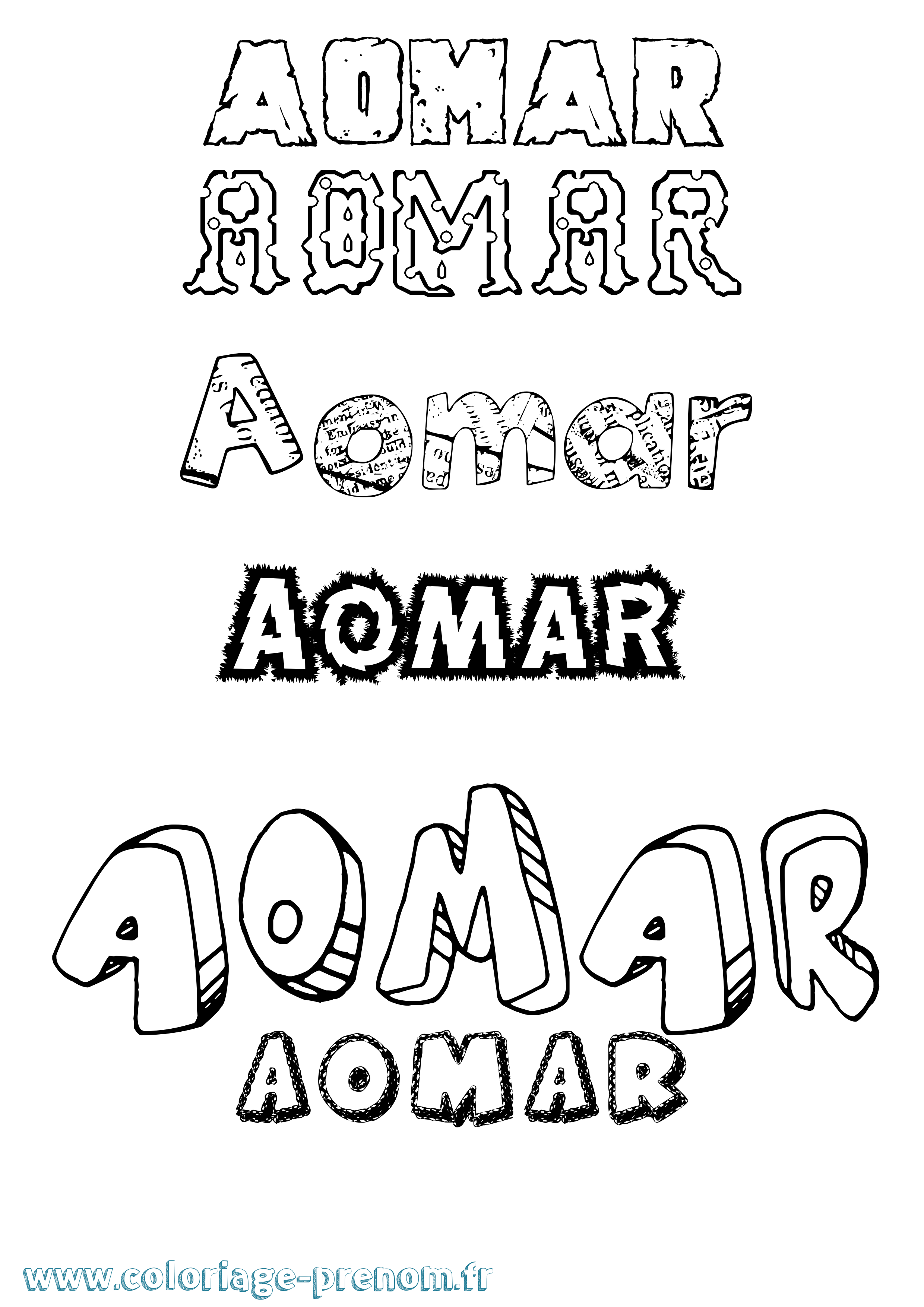 Coloriage Aomar Destructuré Coloriage prénom Aomar Destructuré