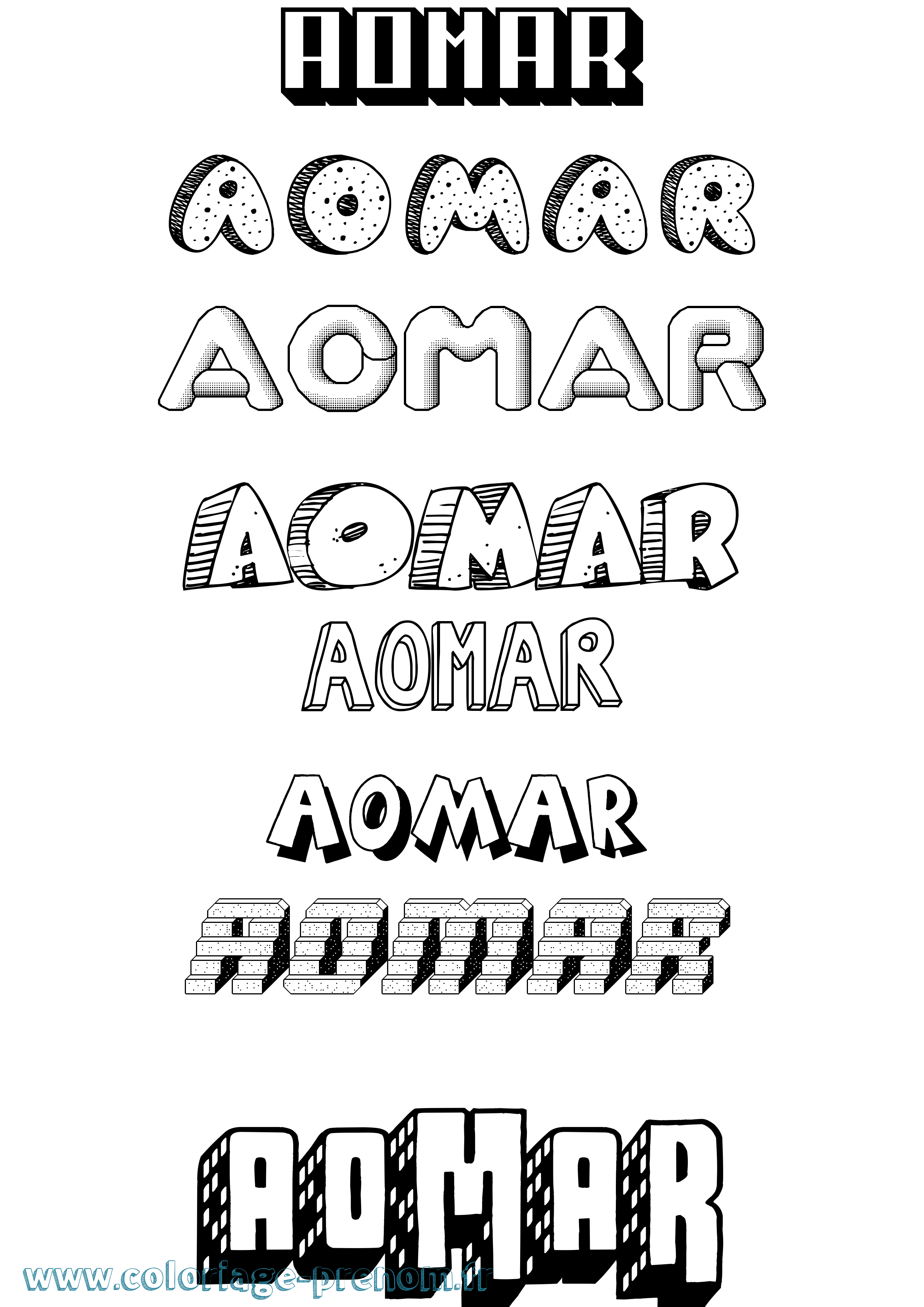 Coloriage Aomar Effet 3D Coloriage prénom Aomar Effet 3D
