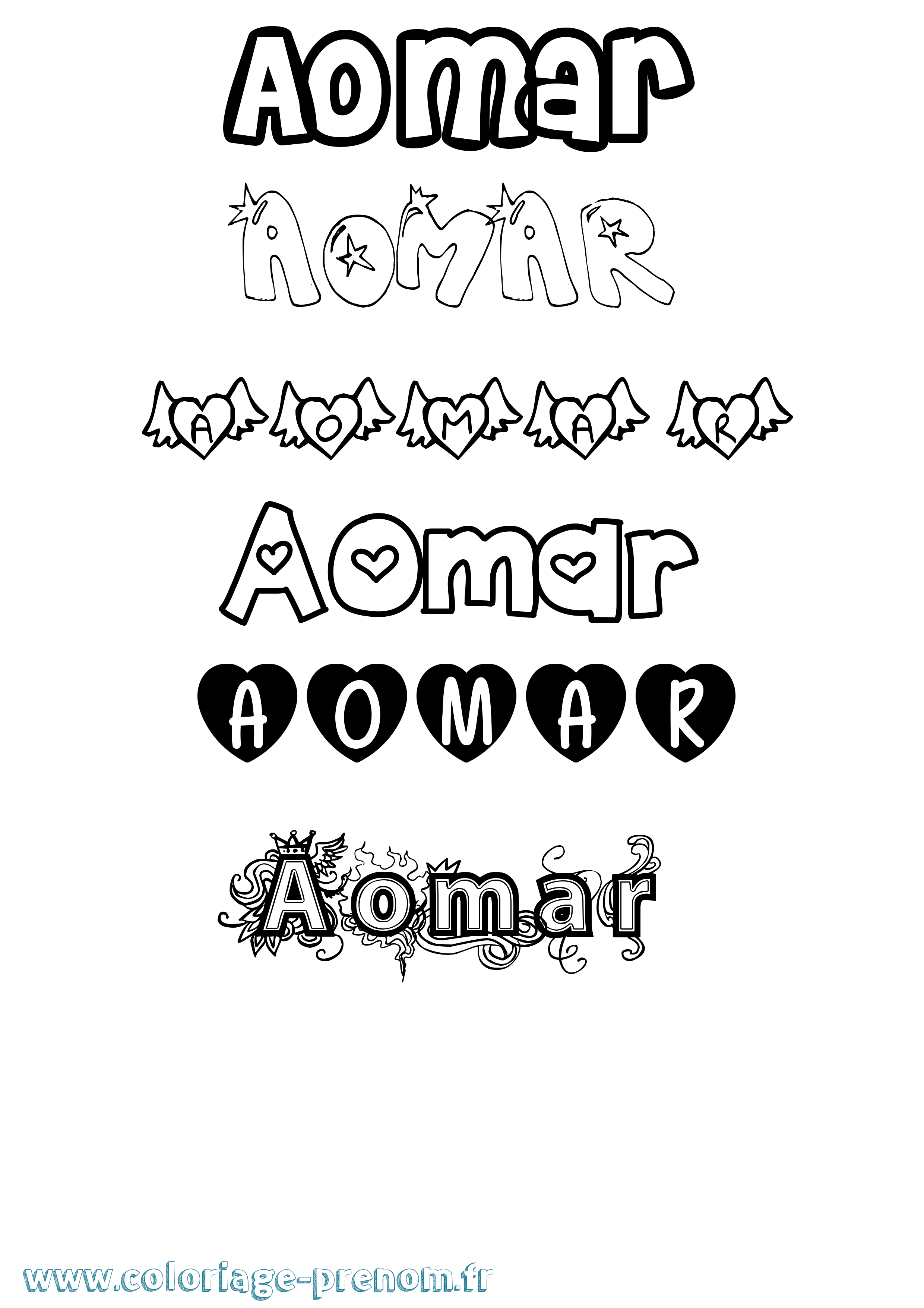 Coloriage Aomar Girly Coloriage prénom Aomar Girly