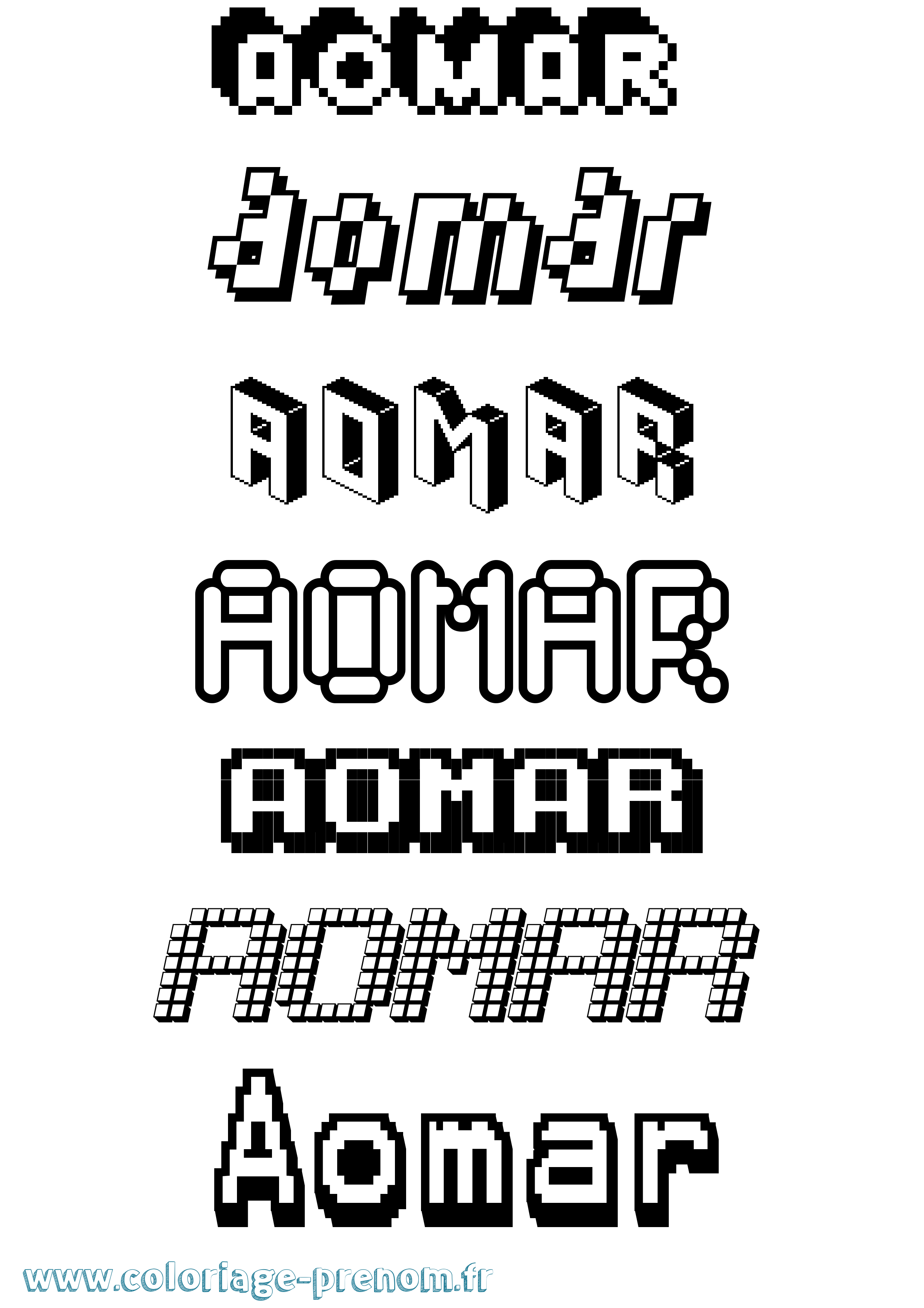 Coloriage Aomar Pixel Coloriage prénom Aomar Pixel