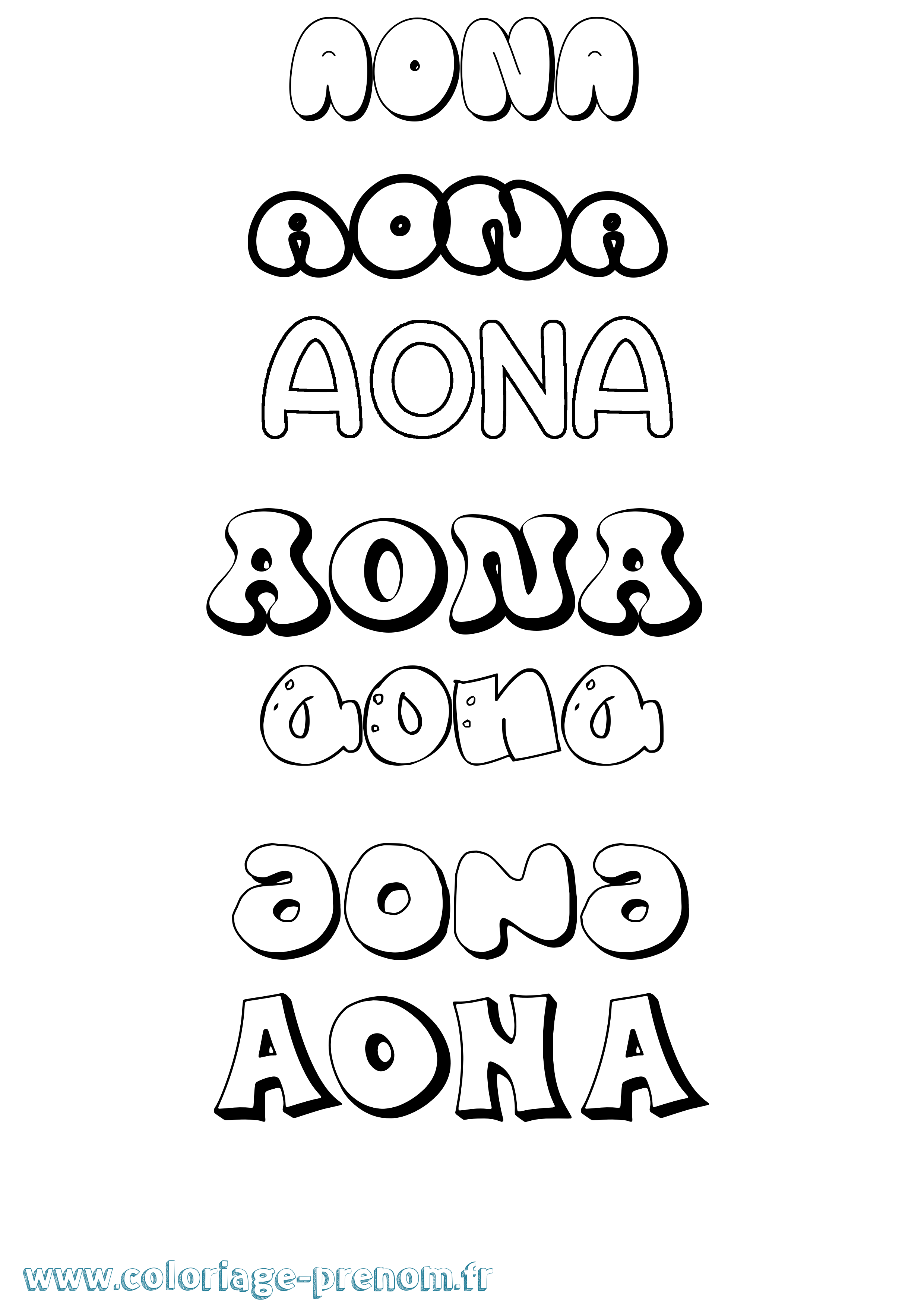 Coloriage Aona Bubble Coloriage prénom Aona Bubble