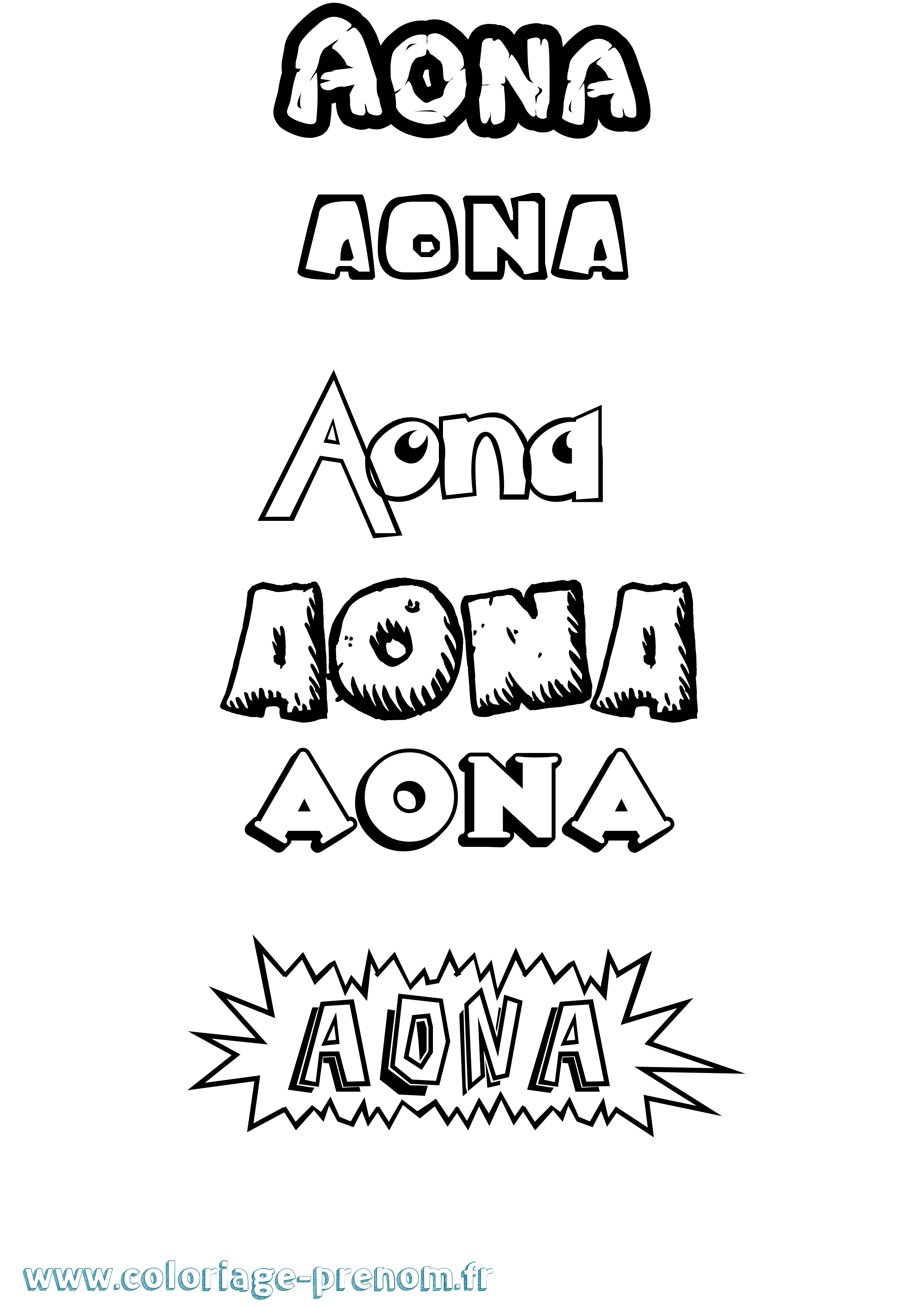 Coloriage Aona Dessin Animé Coloriage prénom Aona Dessin Animé