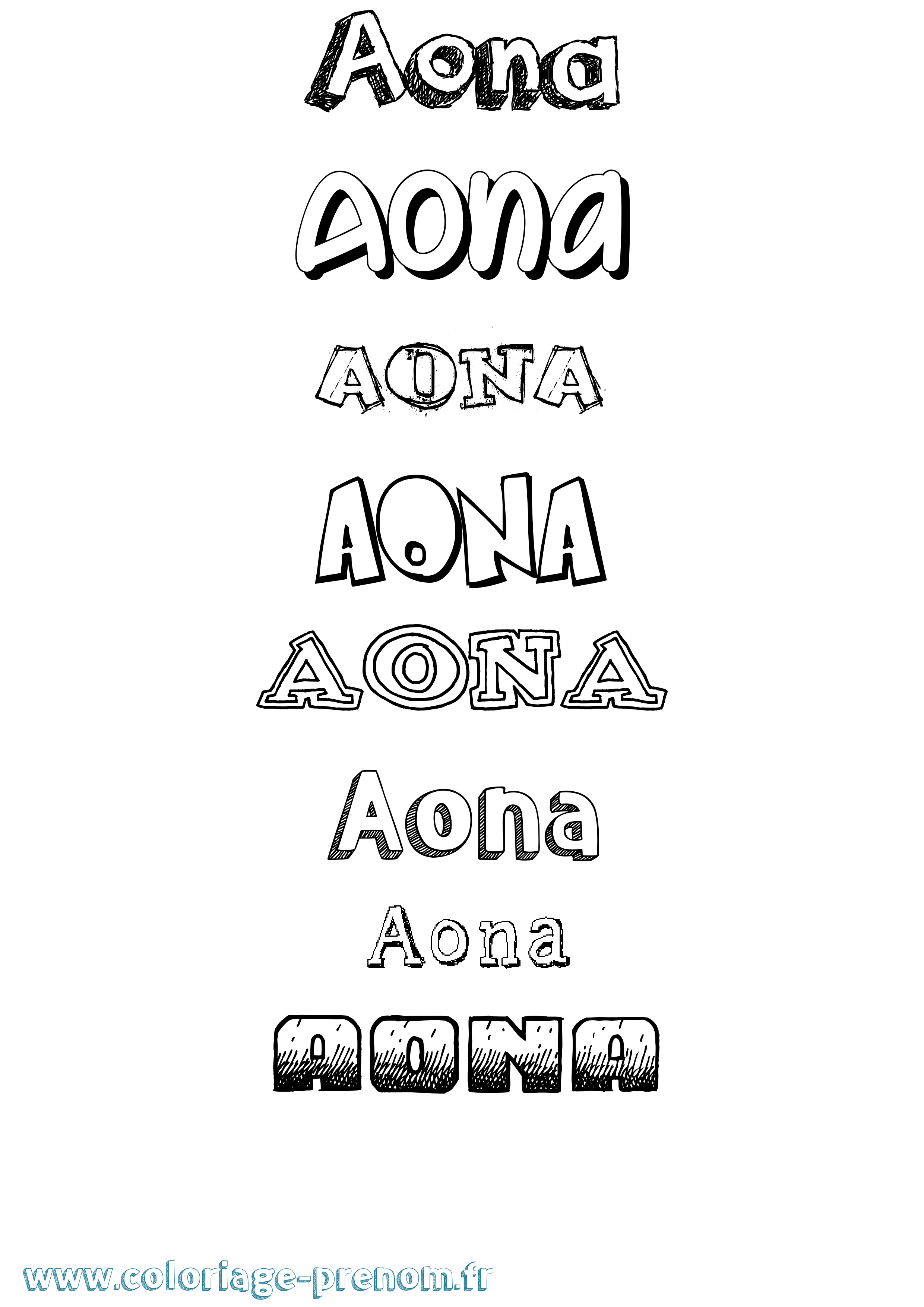 Coloriage Aona Dessiné Coloriage prénom Aona Dessiné