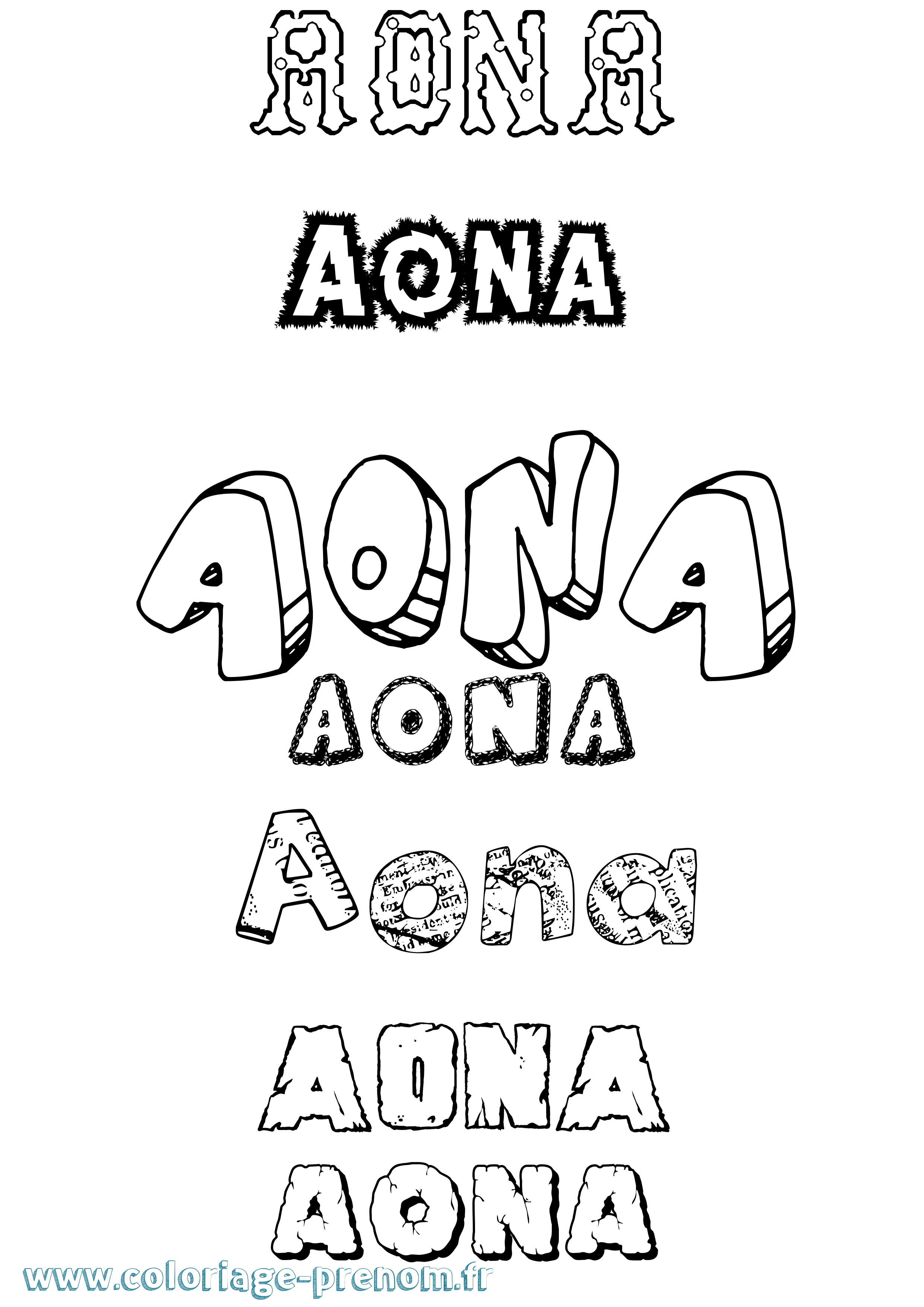 Coloriage Aona Destructuré Coloriage prénom Aona Destructuré