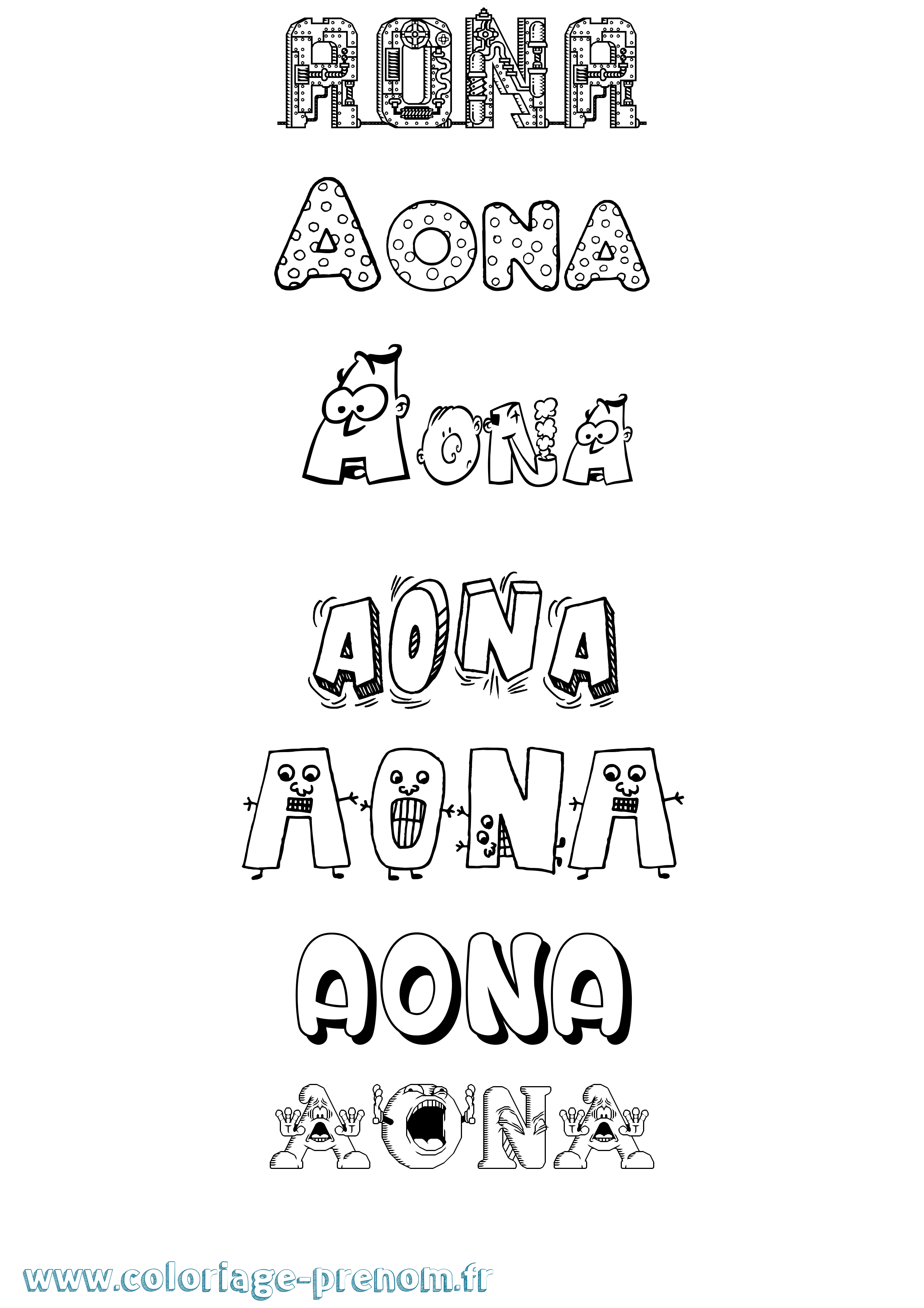 Coloriage Aona Fun Coloriage prénom Aona Fun