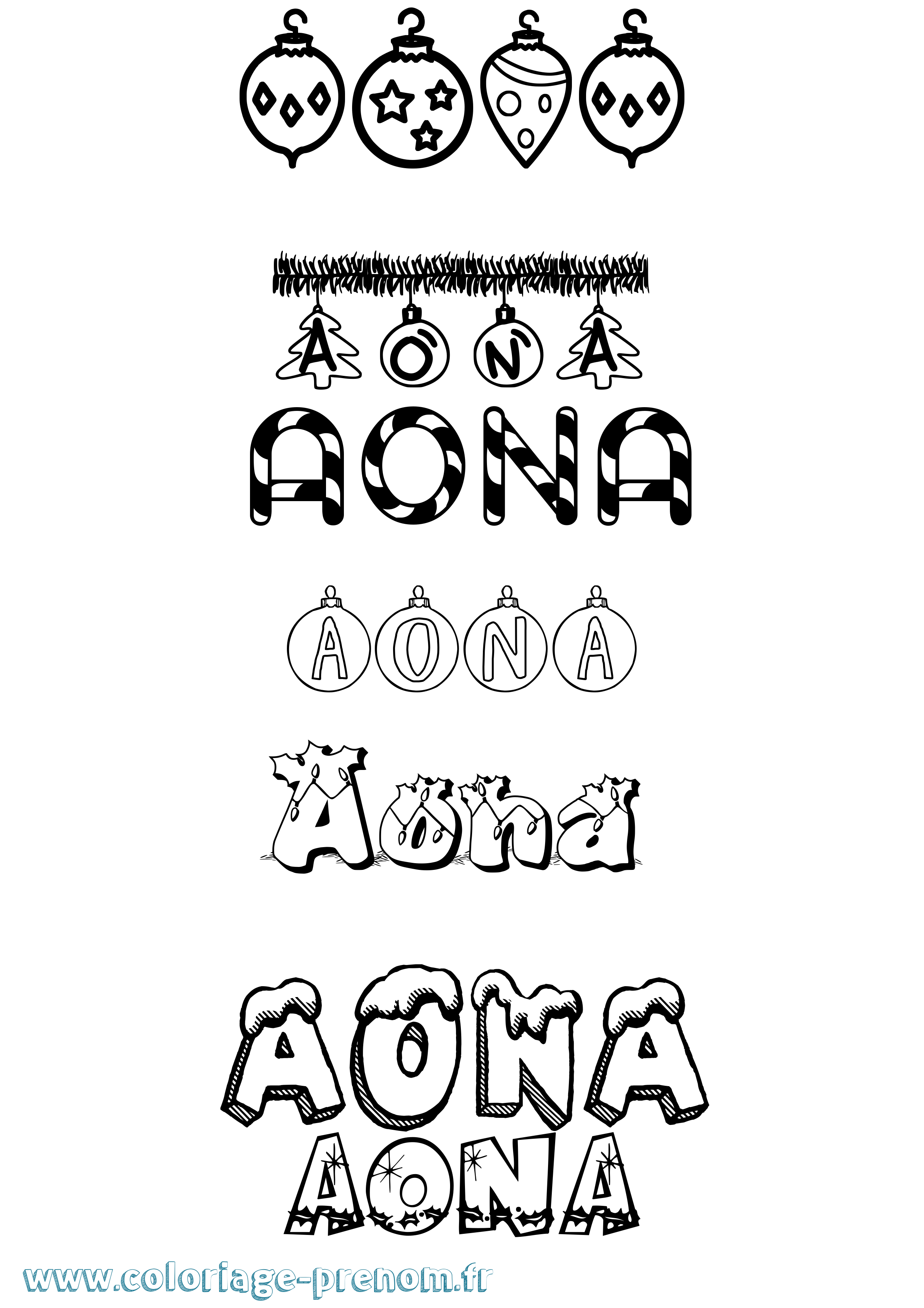 Coloriage Aona Noël Coloriage prénom Aona Noël