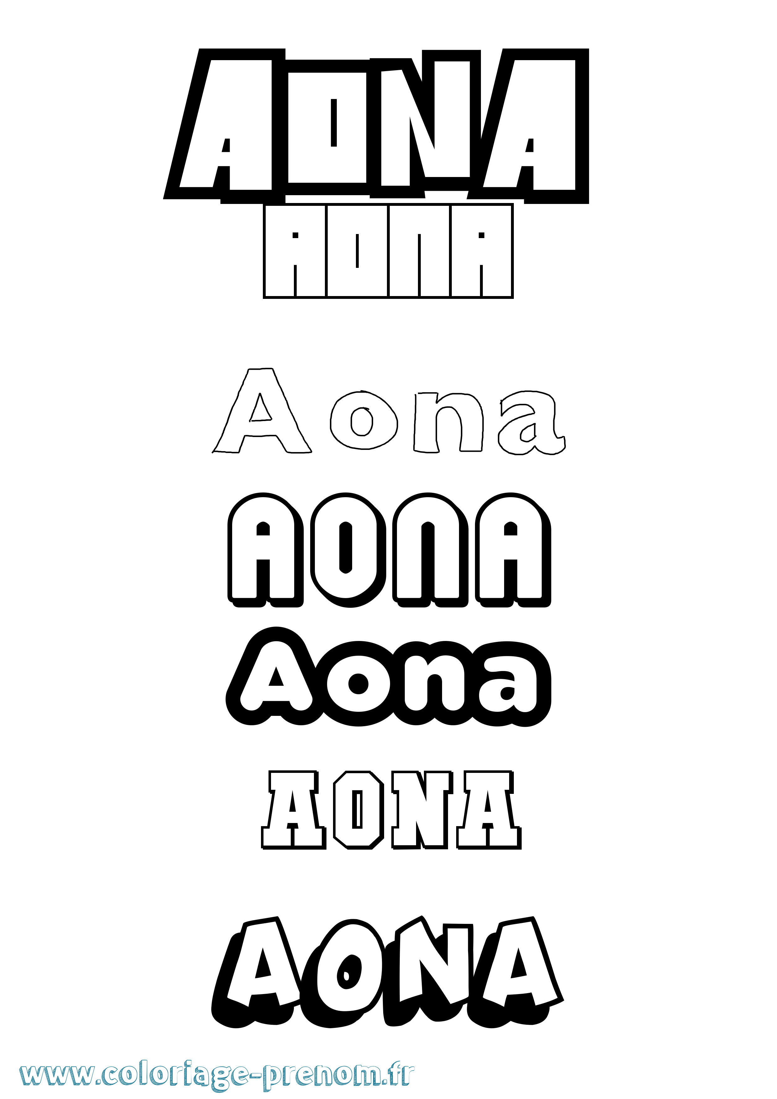 Coloriage Aona Simple Coloriage prénom Aona Simple