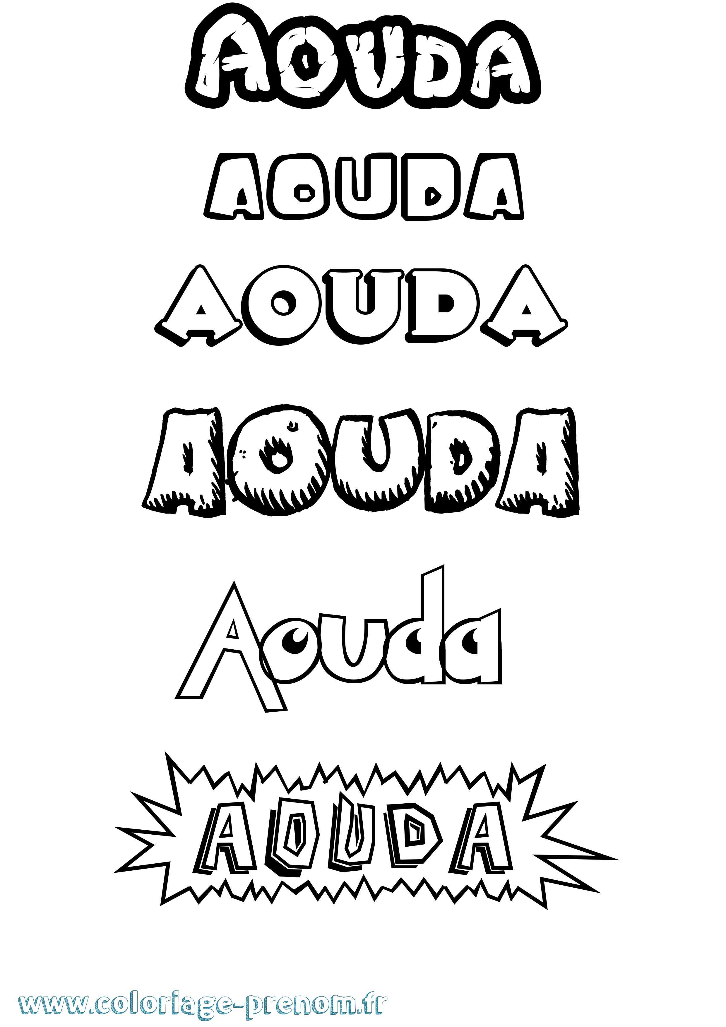 Coloriage Aouda Dessin Animé Coloriage prénom Aouda Dessin Animé