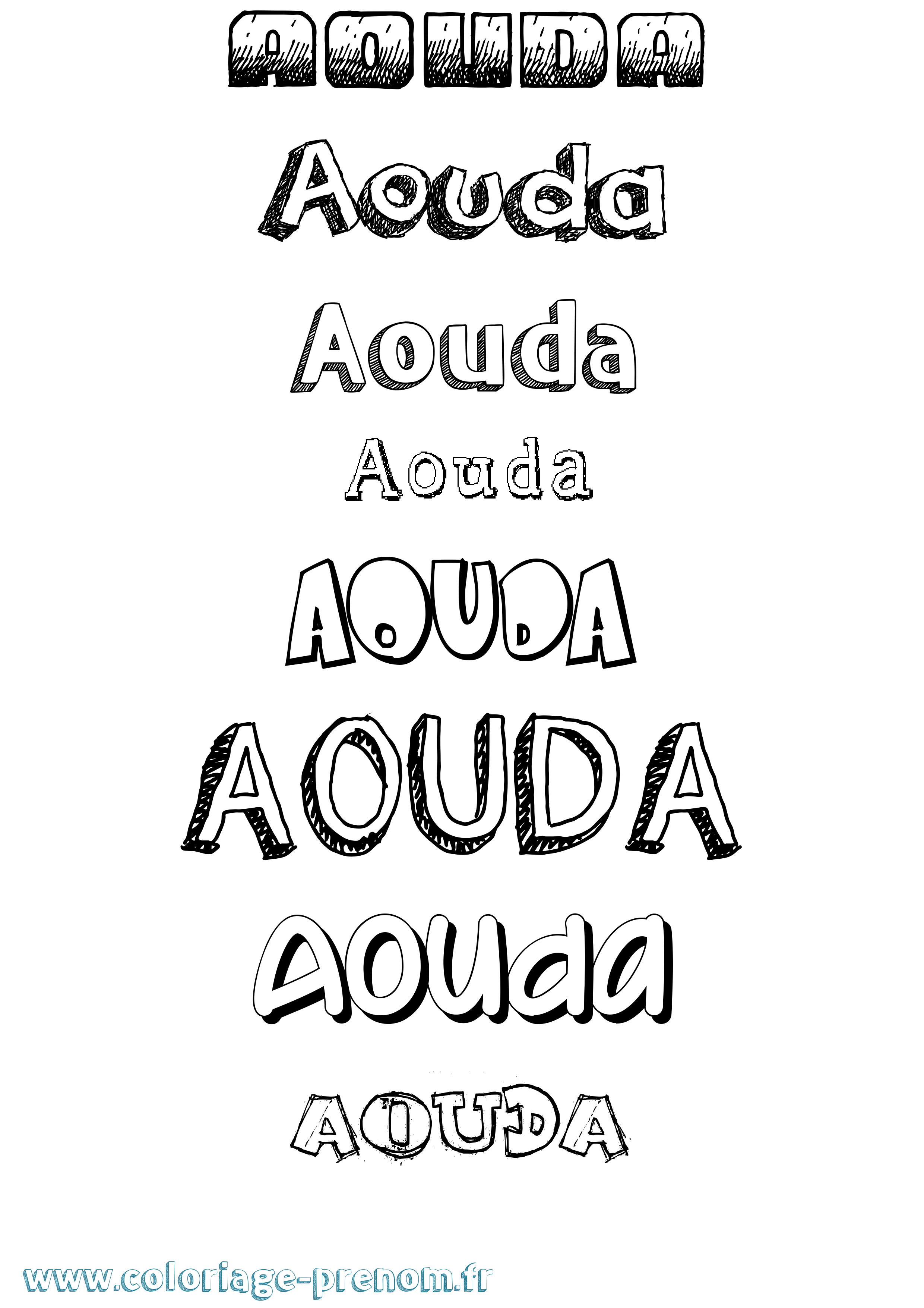 Coloriage Aouda Dessiné Coloriage prénom Aouda Dessiné
