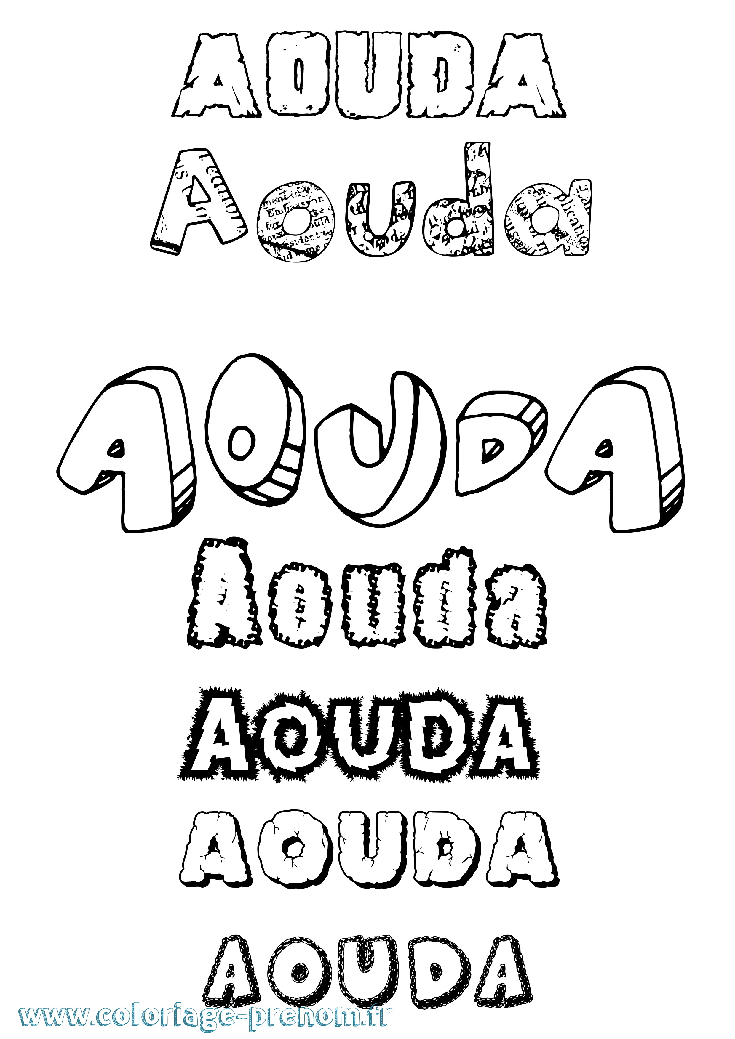 Coloriage Aouda Destructuré Coloriage prénom Aouda Destructuré