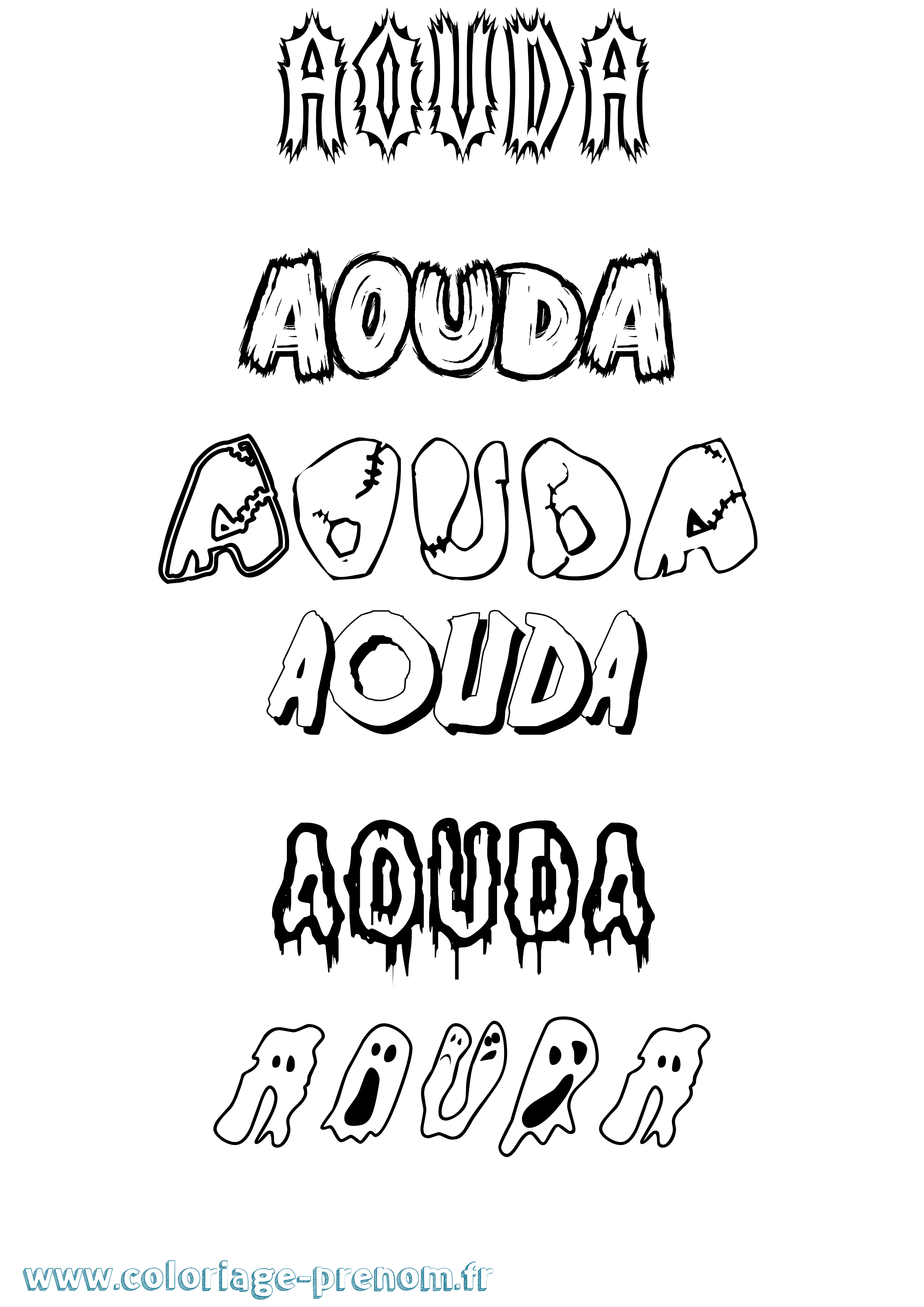 Coloriage Aouda Frisson Coloriage prénom Aouda Frisson